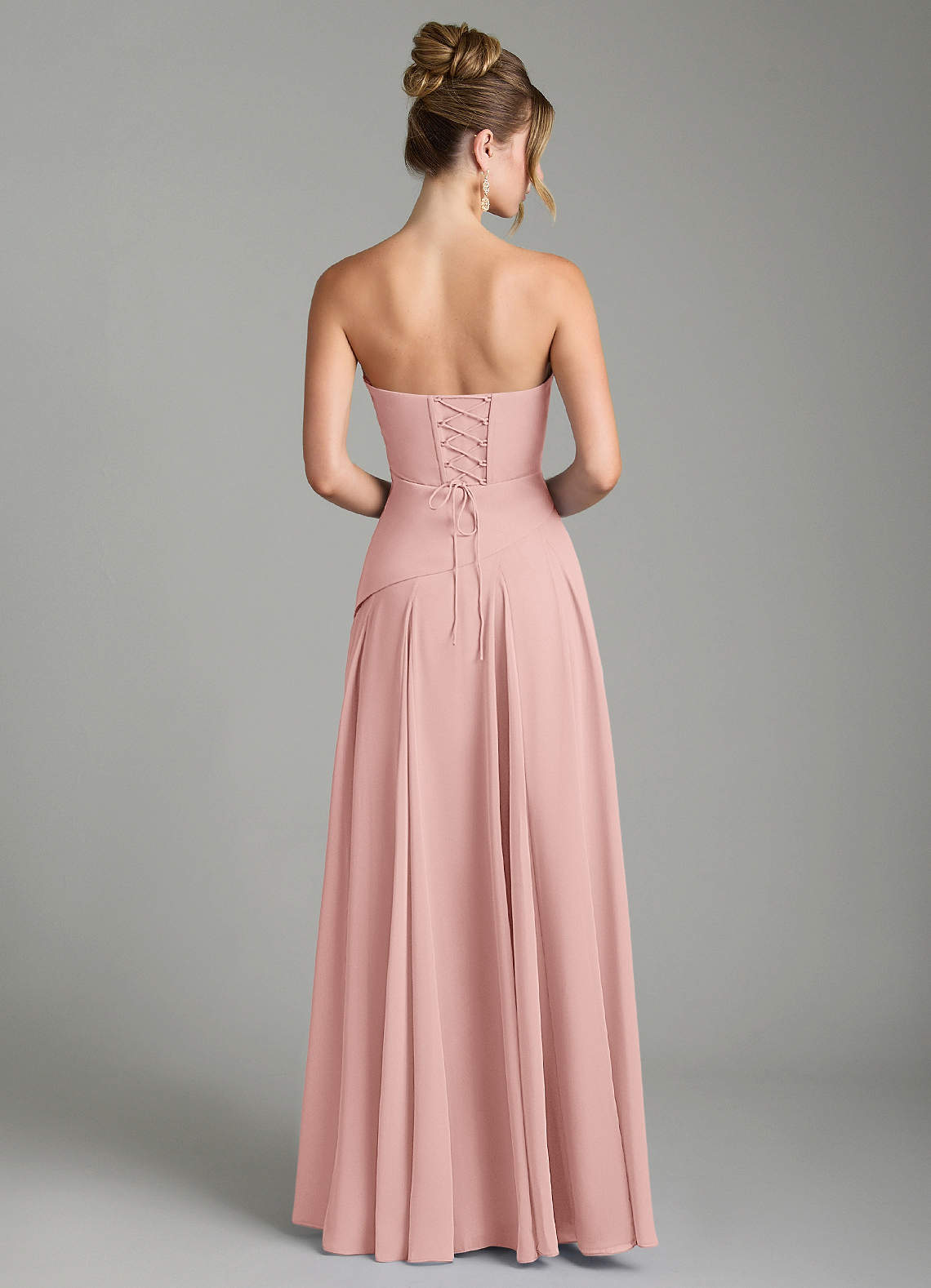 Azazie Gabriela Bridesmaid Dresses Powder Pink A-Line Corset Chiffon Dress image7
