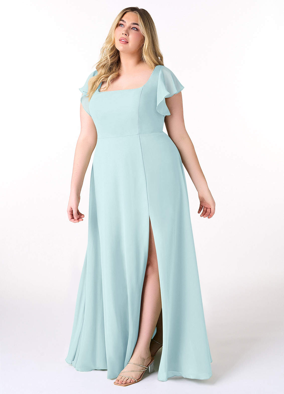 sea green color bridesmaid dresses Mint Green Ruched V-neck Spaghetti Straps Chiffon Bridesmaid Gown