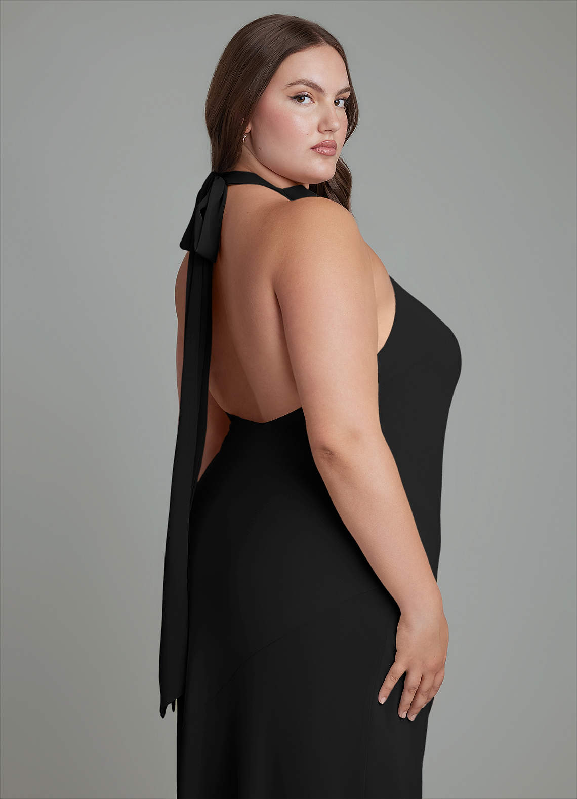 Azazie Velli Bridesmaid Dresses Black Mermaid High Neck Chiffon Dress image13