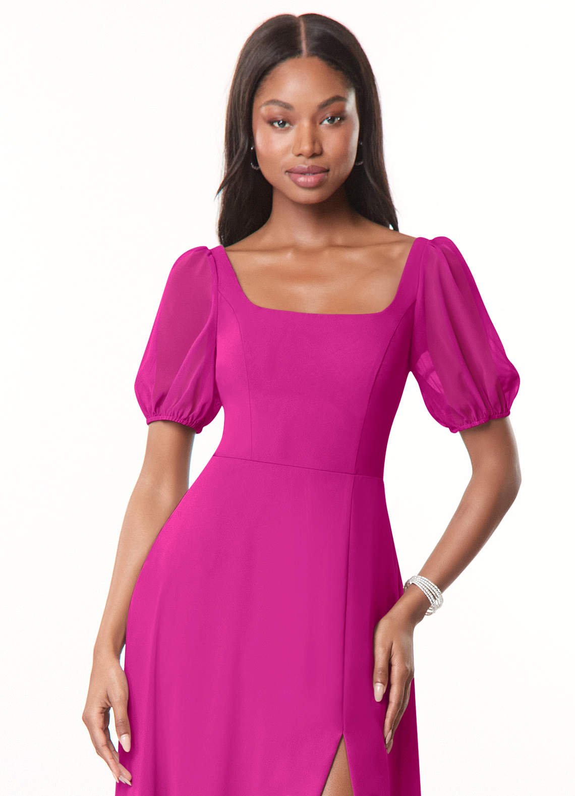 short fuchsia bridesmaid dresses Sparkly Fluffy Fuchsia Mermaid Short Homecoming Dress with Ruffles YESBABYONLINE
