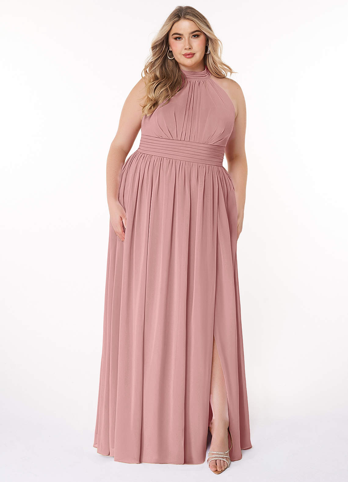Azazie Iman Bridesmaid Dresses Dusty Rose A-Line A-Line Ruched Chiffon Dress image1