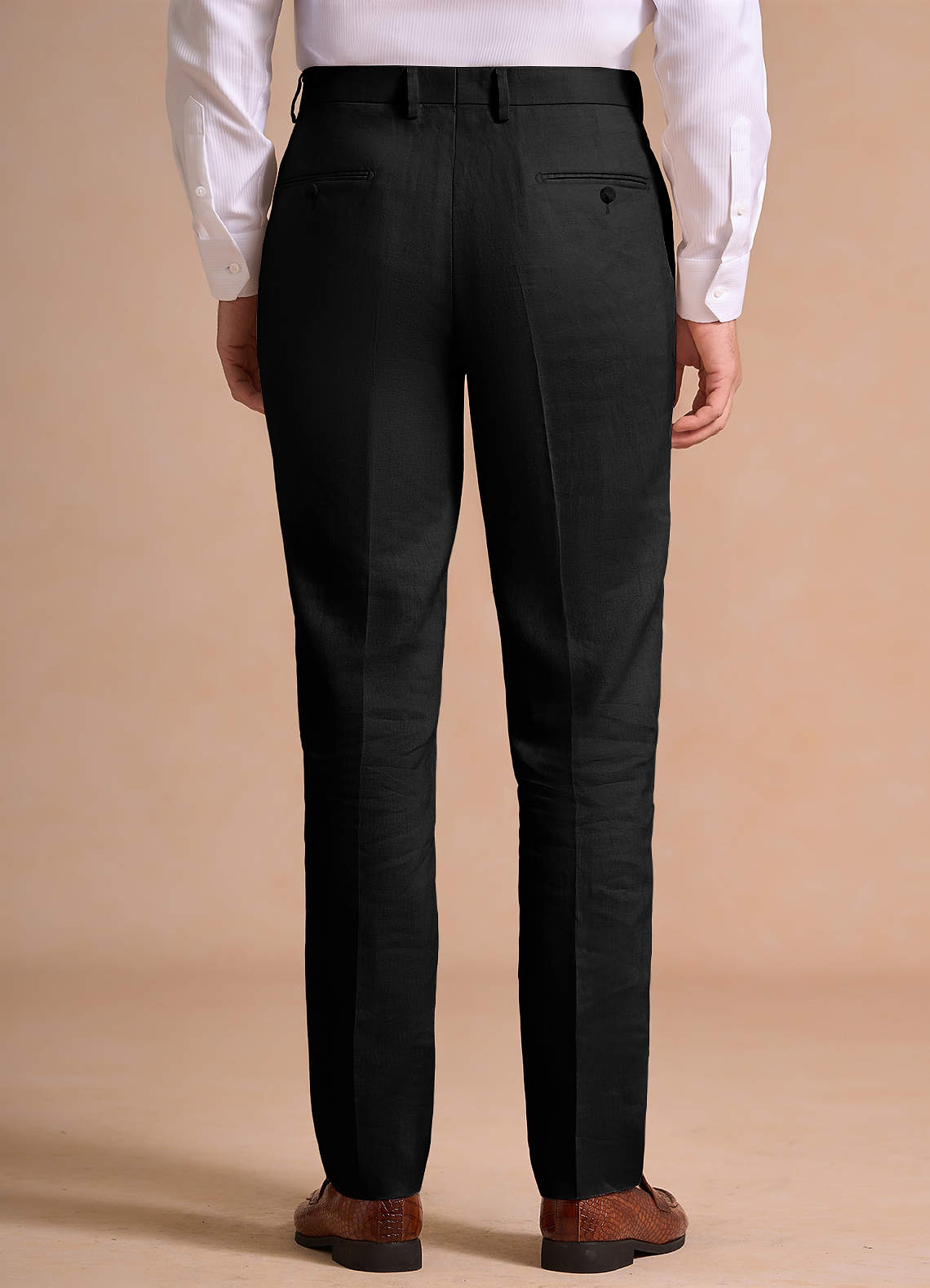 front Wesley Black Linen Blend Dress Pants