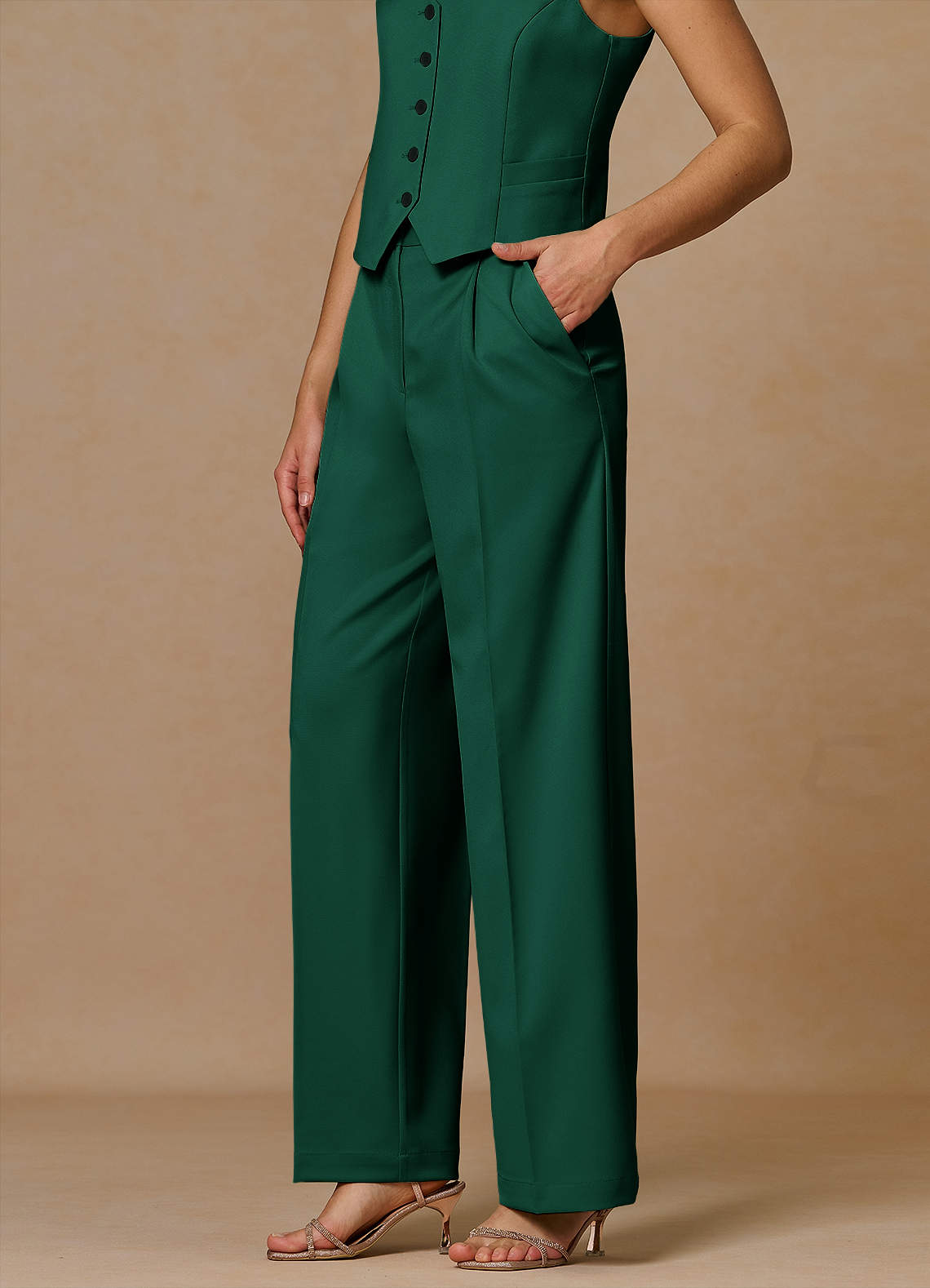 front Rowan Emerald Refined Weave Performance pants