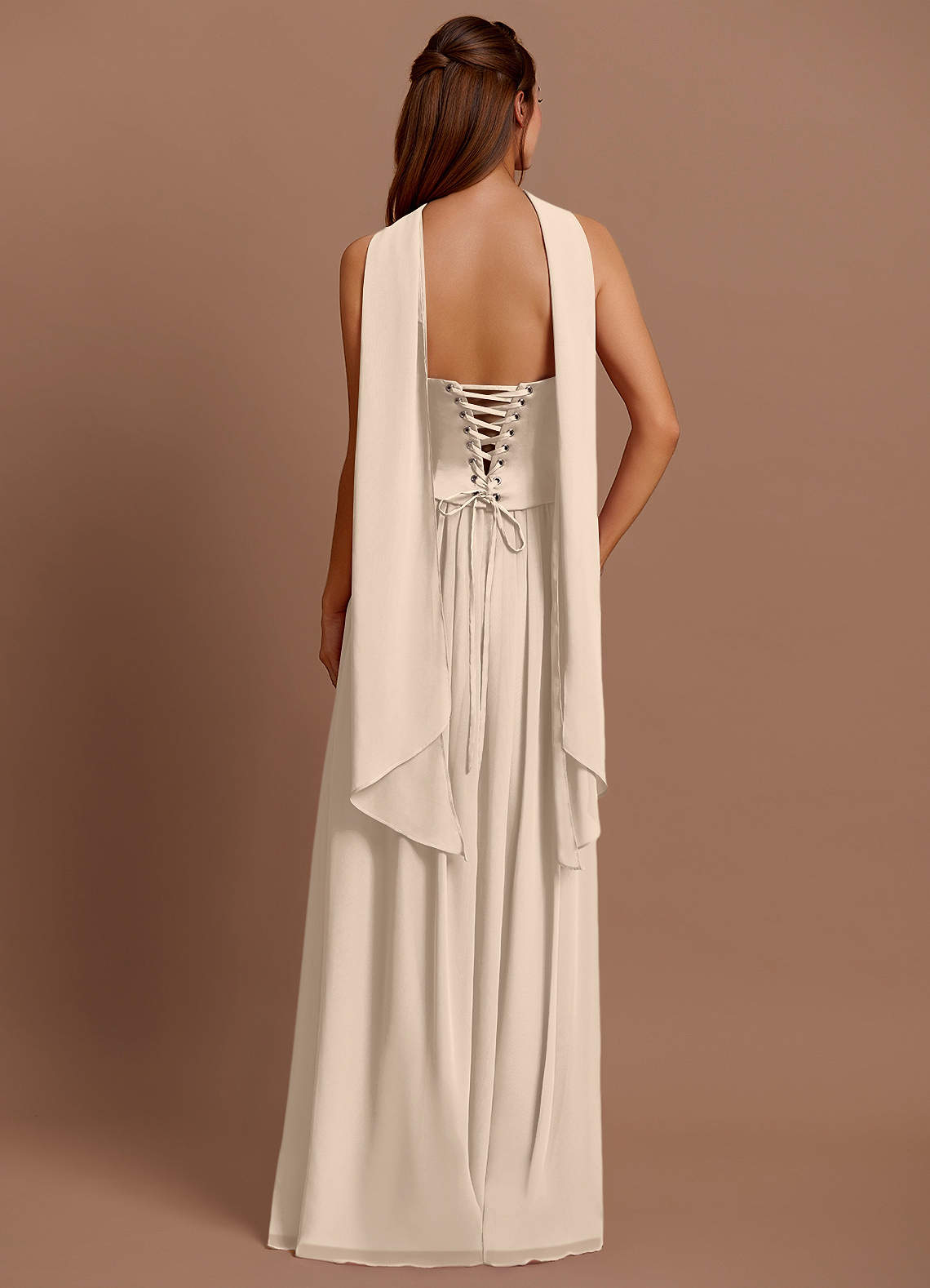Azazie Floor-Length Maxi Dresses A-Line Wedding Guest Formal Dresses Straight Cream