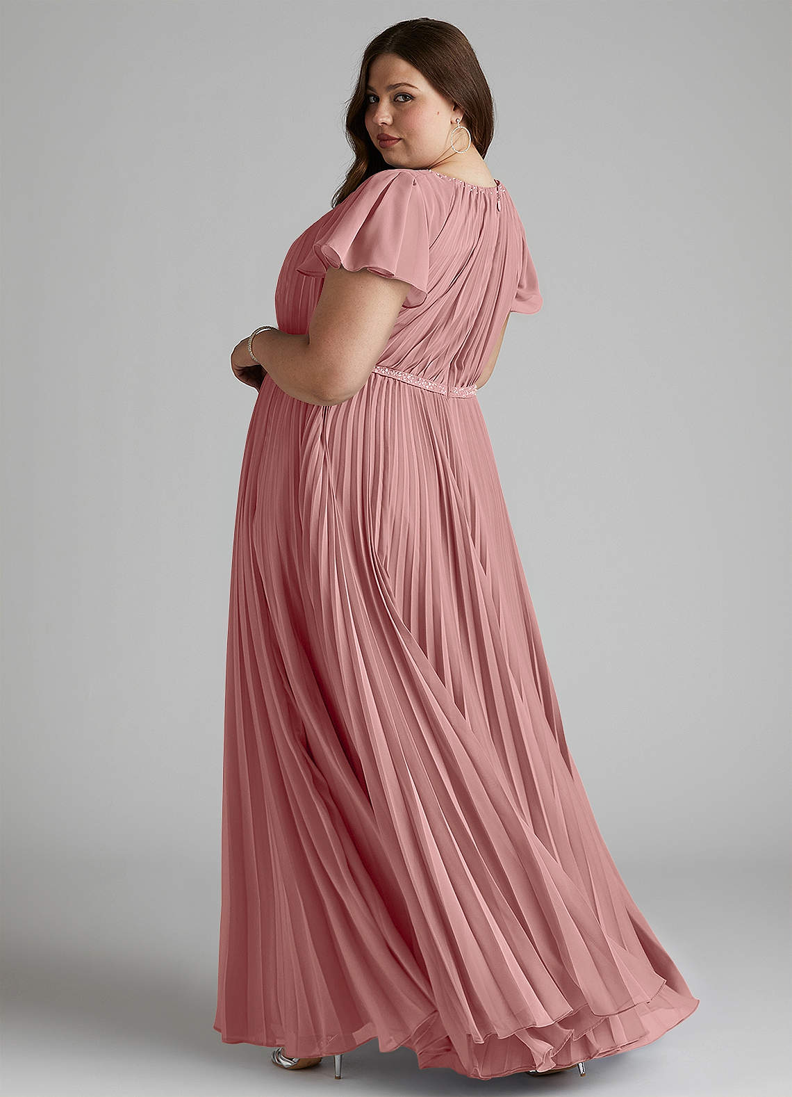 Azazie Kara Modest Bridesmaid Dresses A-Line Pleated Chiffon Floor-Length Dress image10