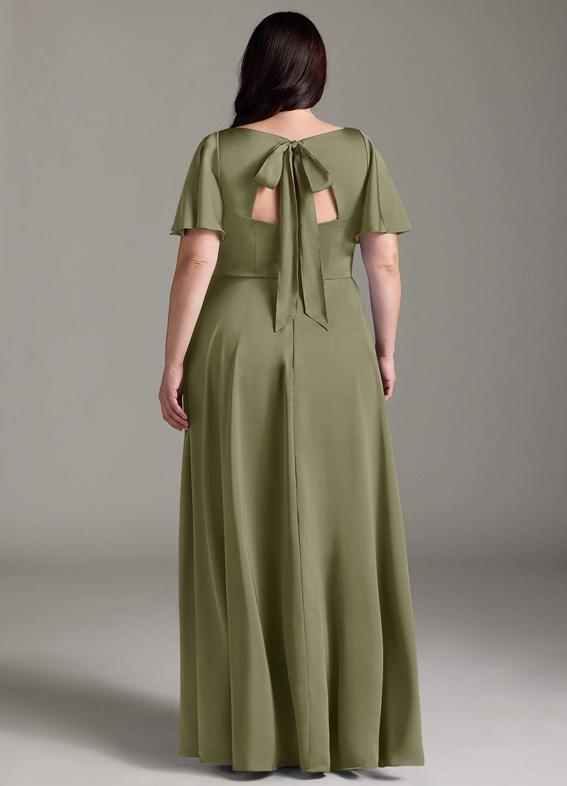 Azazie Kimber Brudtärnklänningar Klä av A-Linje i Stretch Satin Rynkad Pistasch image7