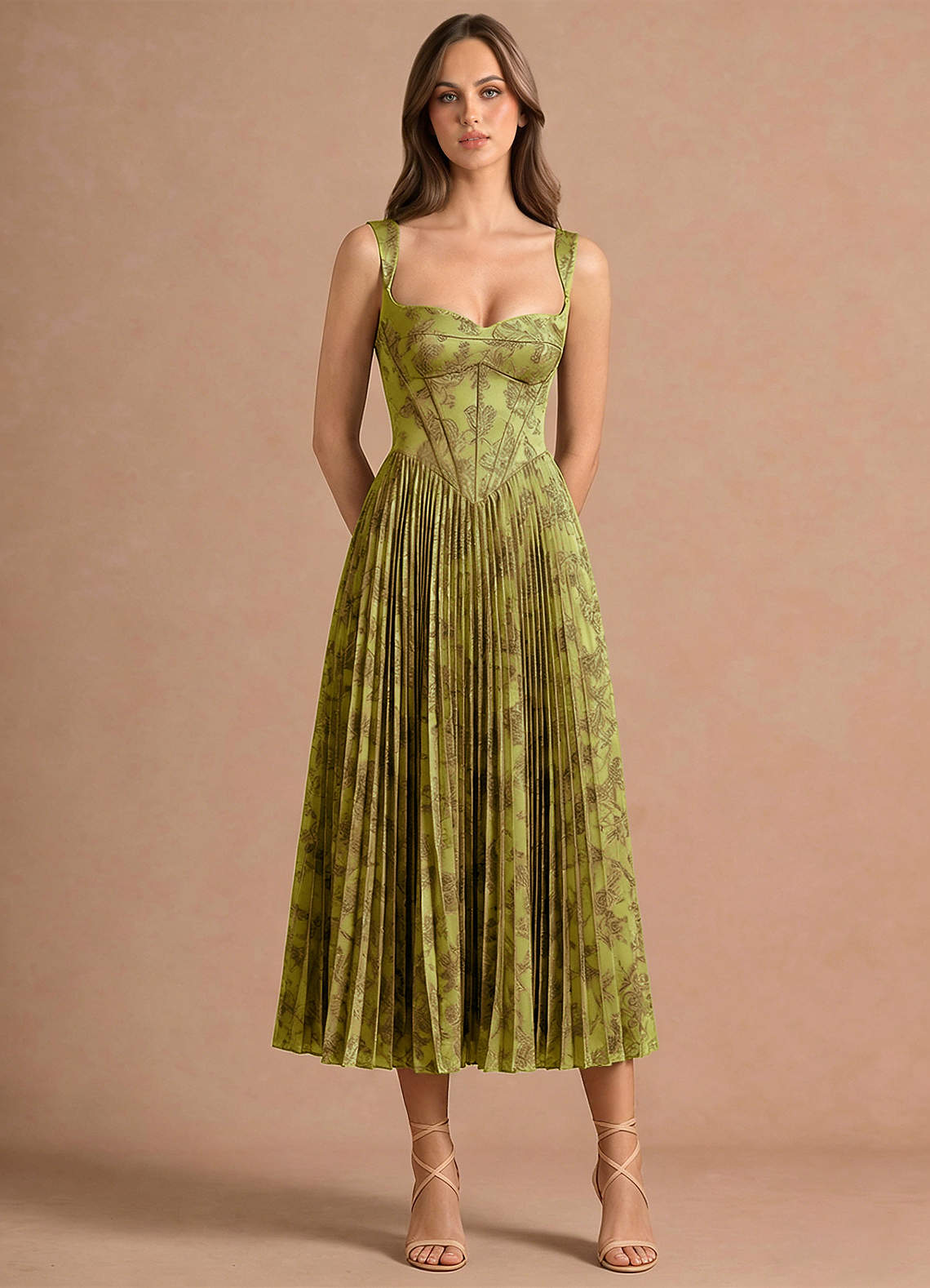 kenzie formal lattice midi dress Azazie Sweetheart A-Line Cocktail Dresses in Moss Brown Web Collection: Bahamas