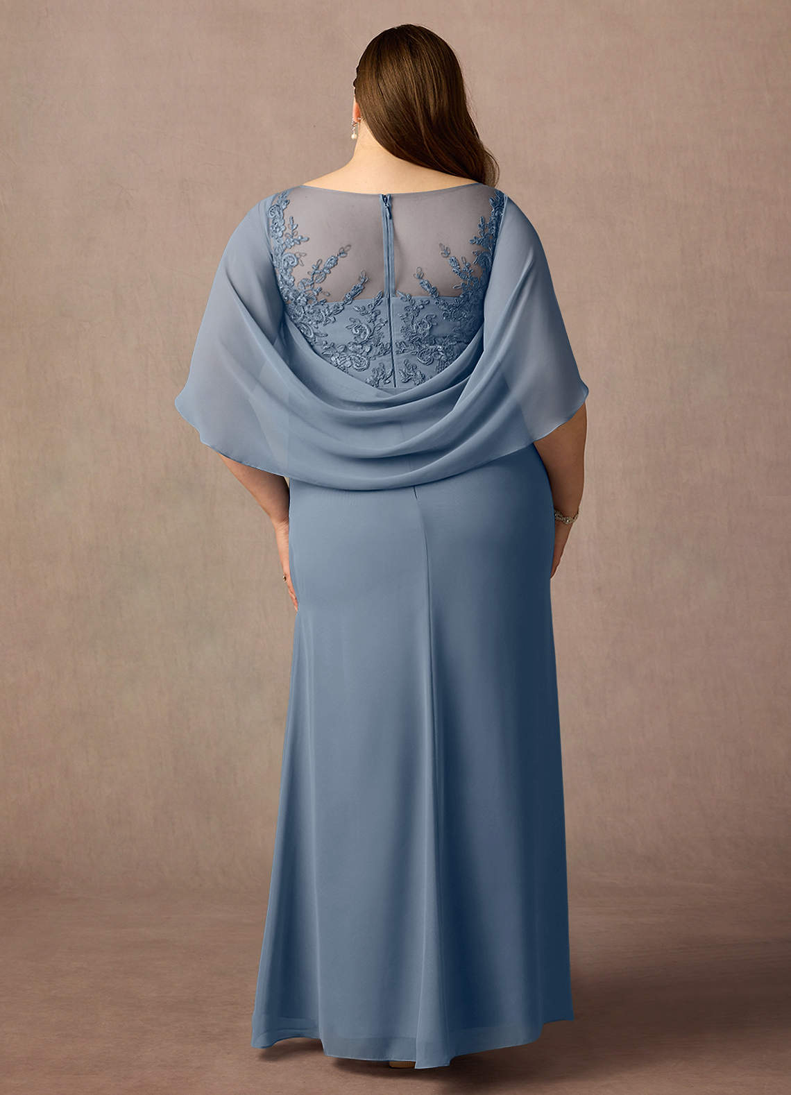 Azazie Hera Mother of the Bride Dresses Twilight A-Line Lace Capelet Chiffon Dress image6