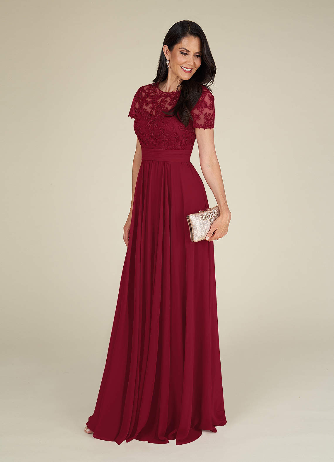 fitted lace wedding dress Melrose Satin Chiffon Maxi Dress main image 0