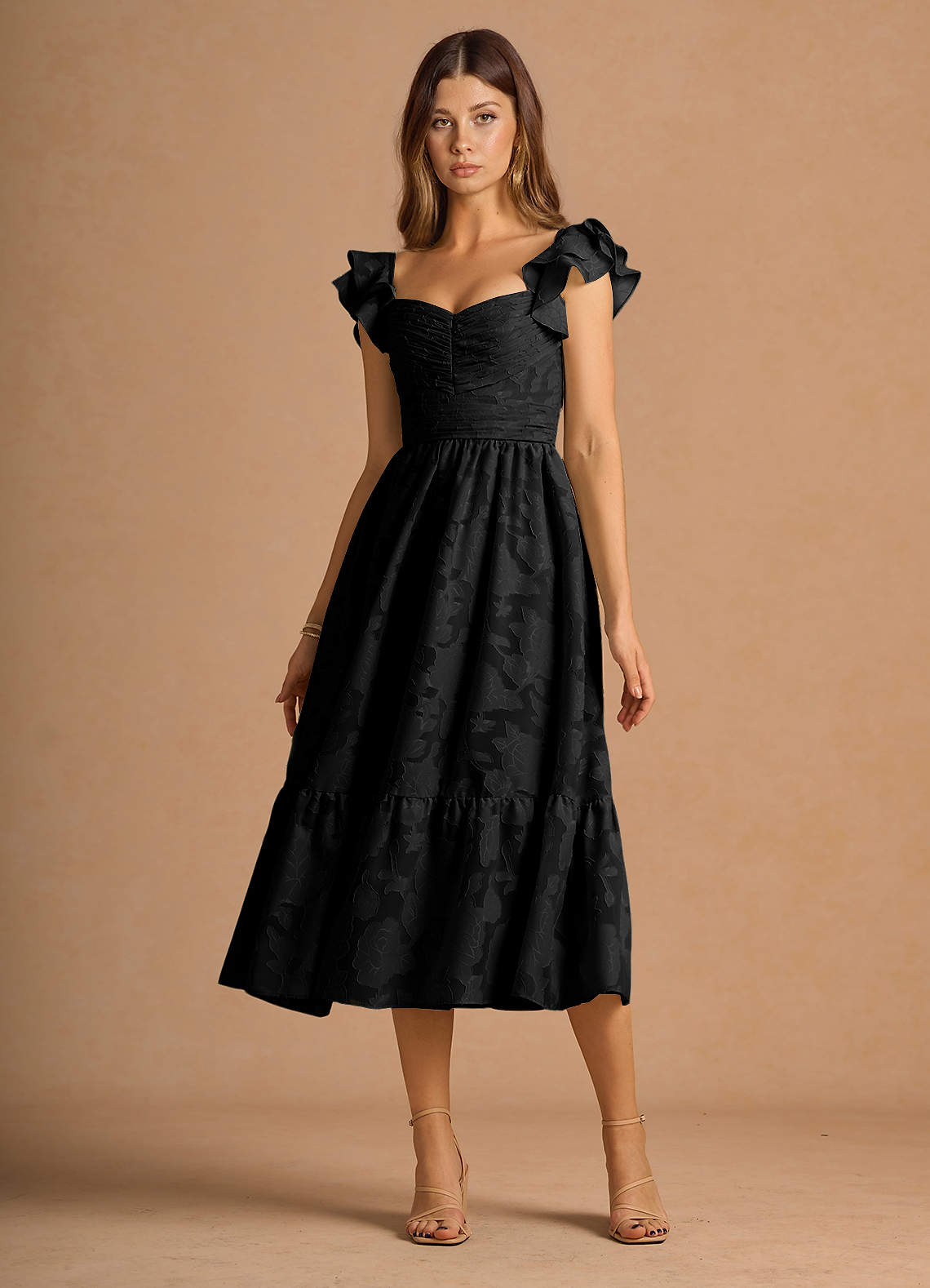 Thalia Black Midi Dress Ready to Ship | Azazie