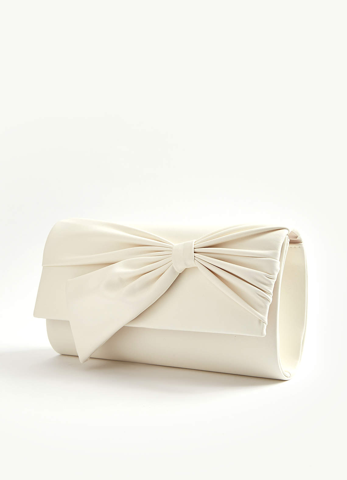 front Pleated Bow Glitter Clutch