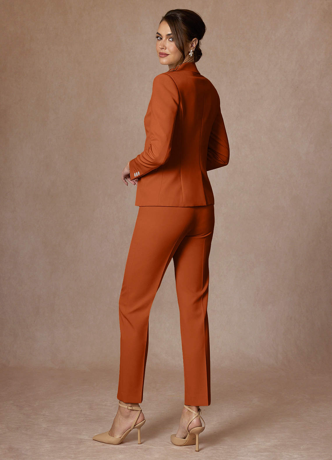 front Whitney Burnt Orange Structured Stretch Blazer