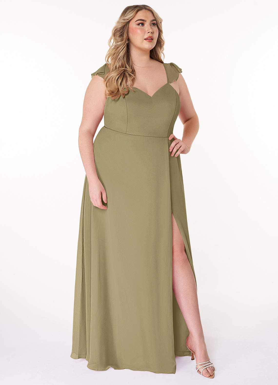 moss green dress plus size ever ADEL|Plus Size Sequin Midi Wedding Guest Dress main image 1