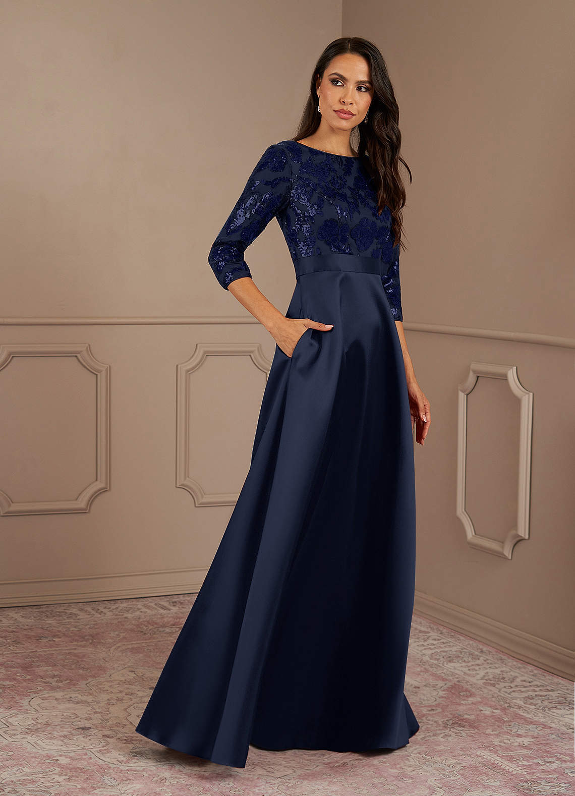 Robe fashion bleu nuit pailleté