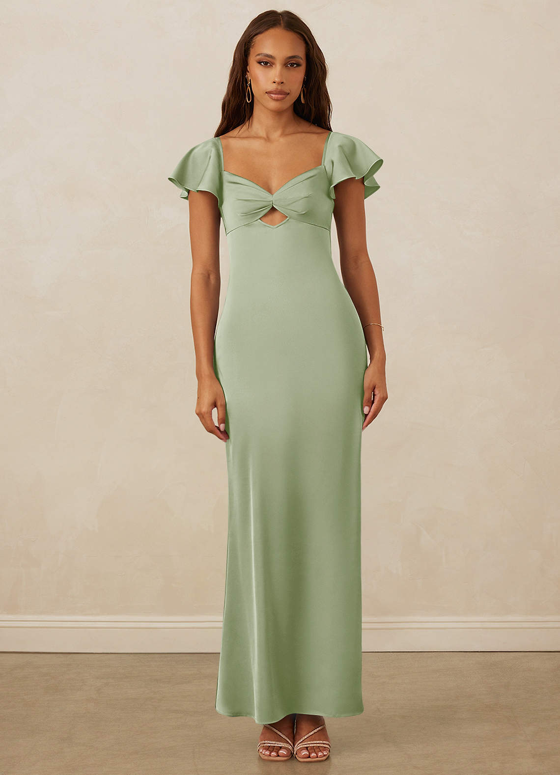 Christian Siriano Bridal for Azazie 1005 Bridesmaid Dresses Dusty Sage Sheath Sweetheart Neckline Stretch Satin Dress image1