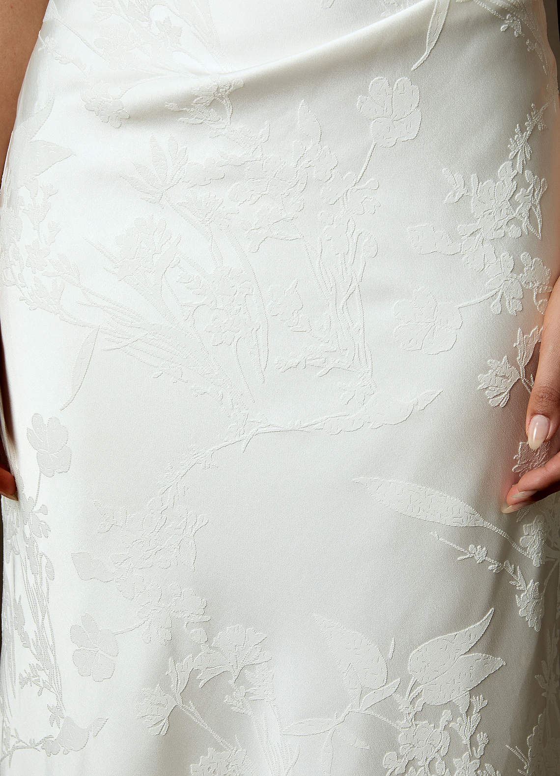 Azazie Keala Wedding Dresses Diamond White Sheath Strapless Floral Jacquard Dress image3