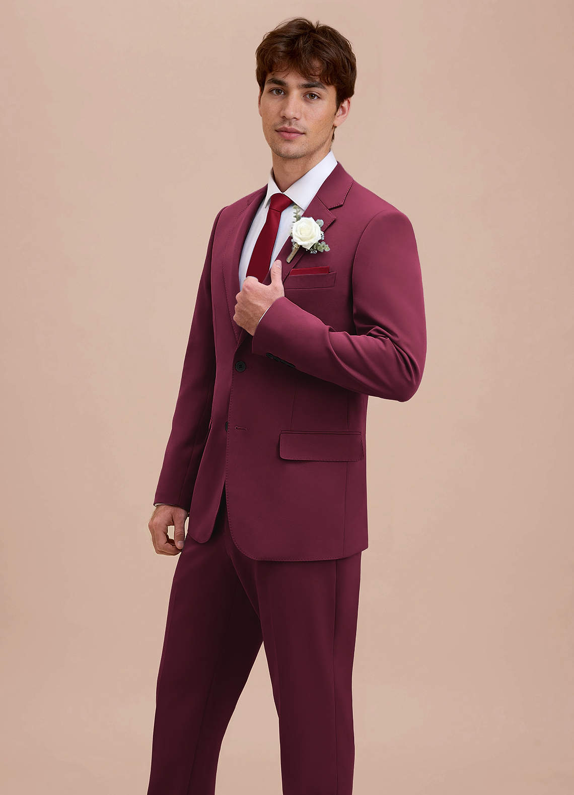 front Ethan Burgundy Refined Weave Performance Suit Jacket