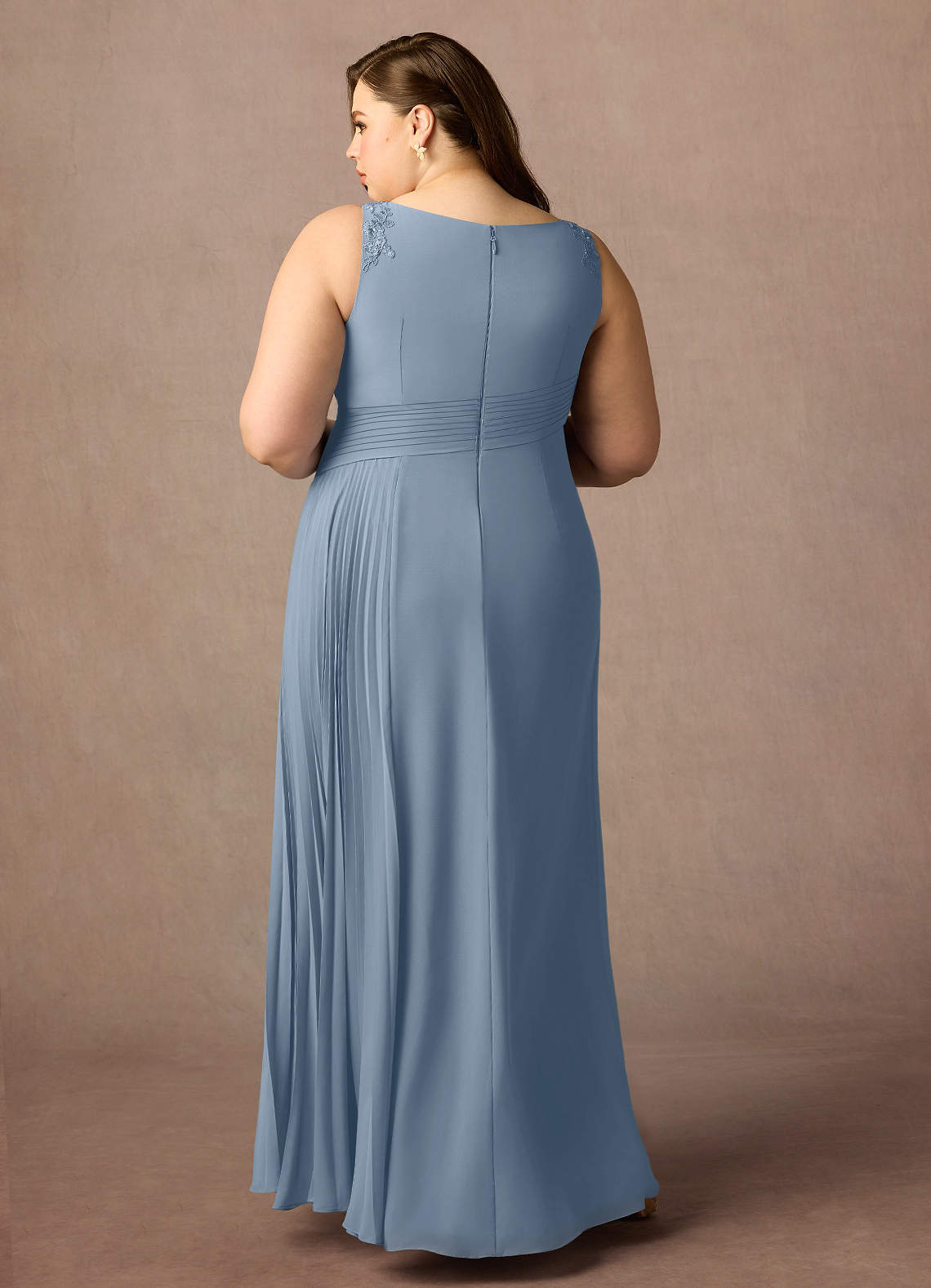 Azazie Galvan Moeder van de bruid jurken A-Lijn Jurk van Chiffon Pailletten Stoffig Blauw image6