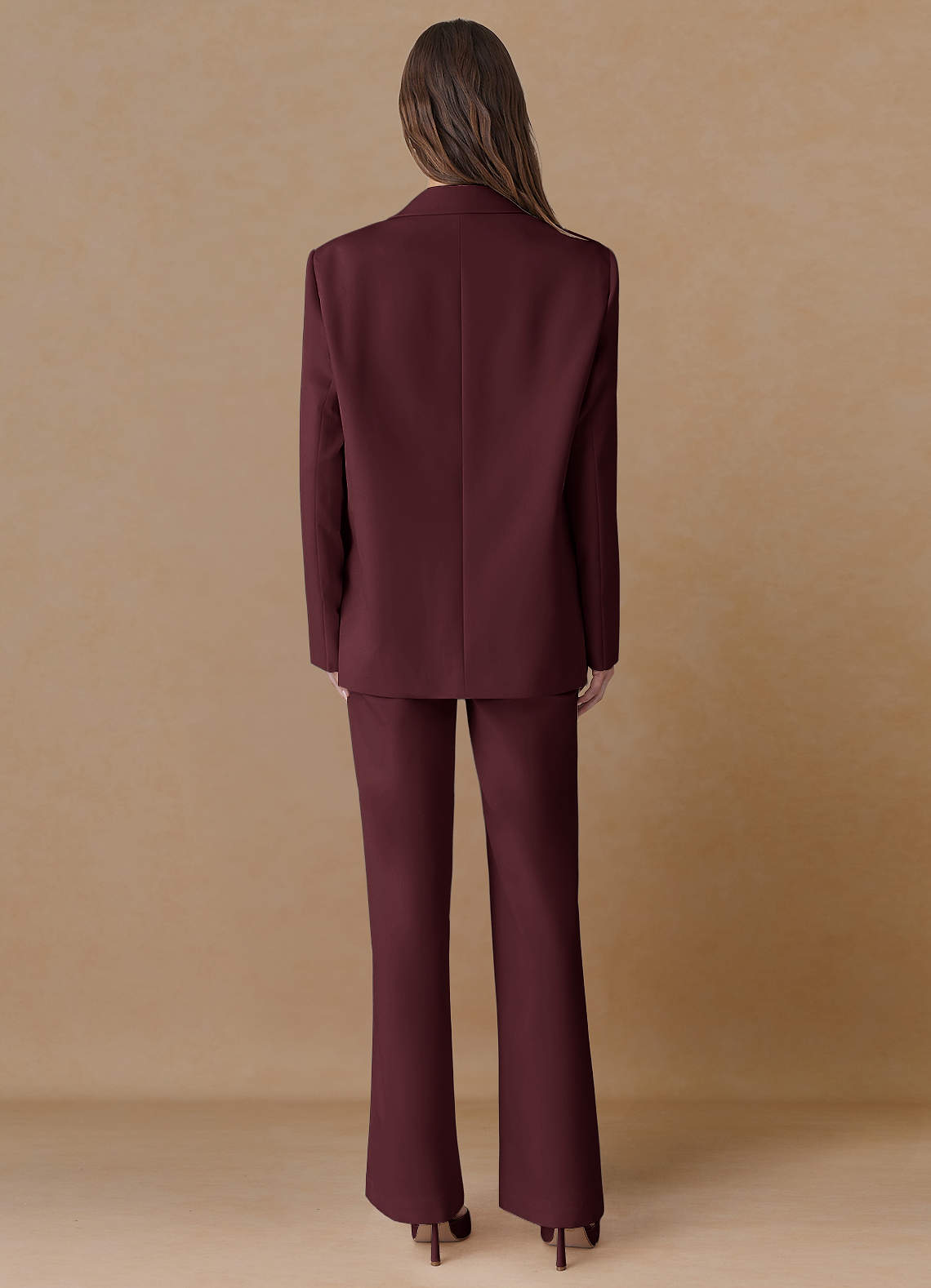 front Marina Cabernet Refined Weave Straight-Leg Pants