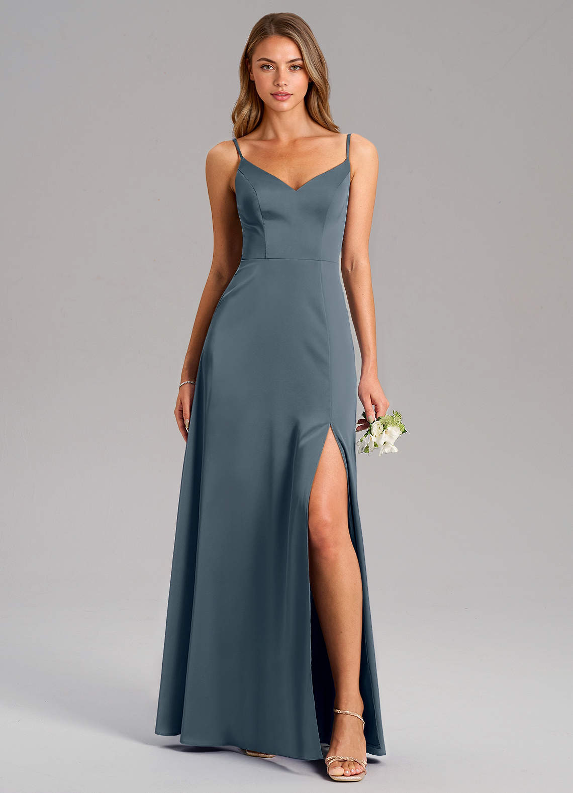 Azazie Talina Brautjungfernkleider A-Linie Stretch-Satin Kleid Zwielichtviolett image1