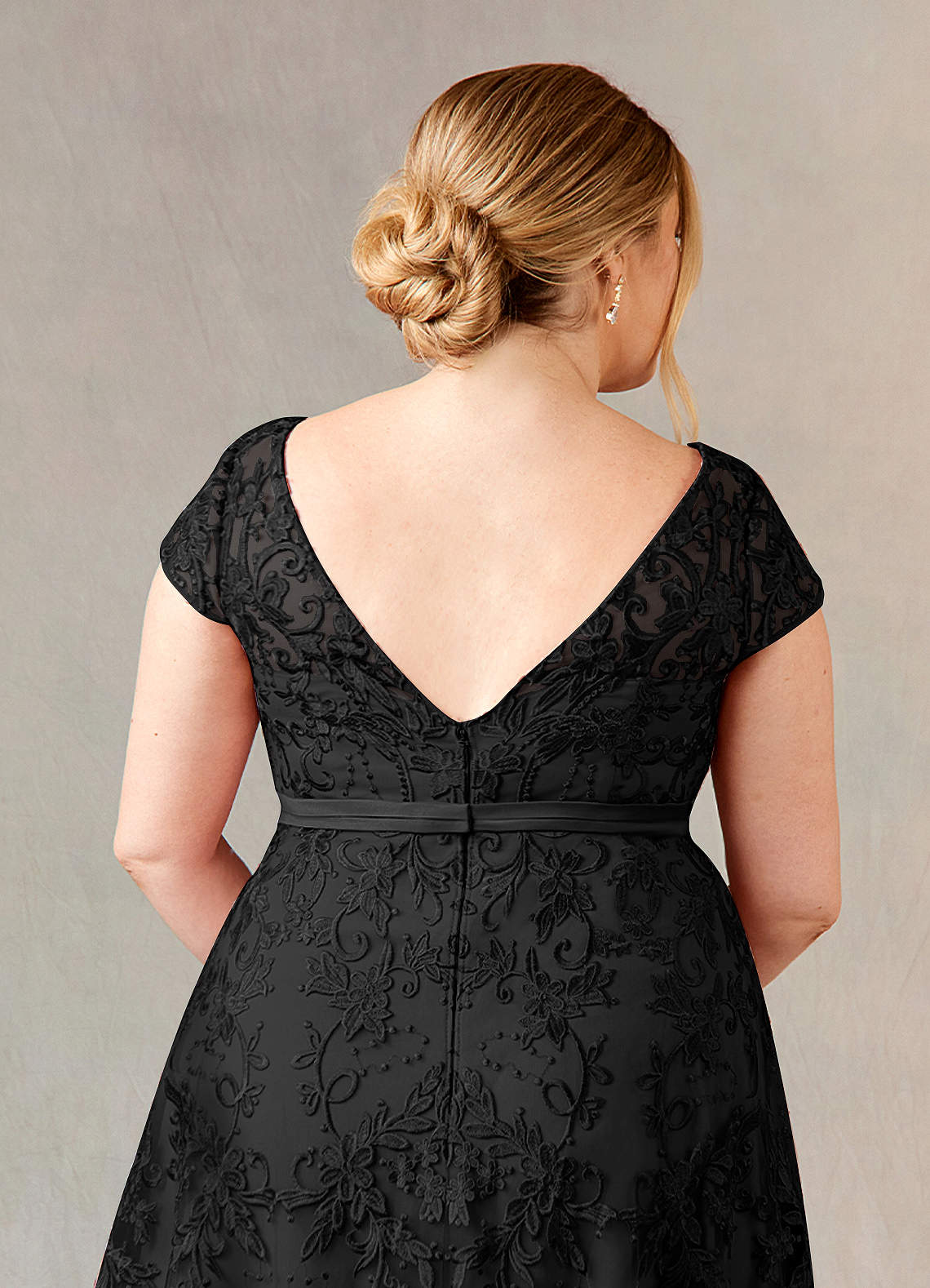 Azazie Sanna Black A-Line Scoop Lace Tulle Dress Ready to Ship