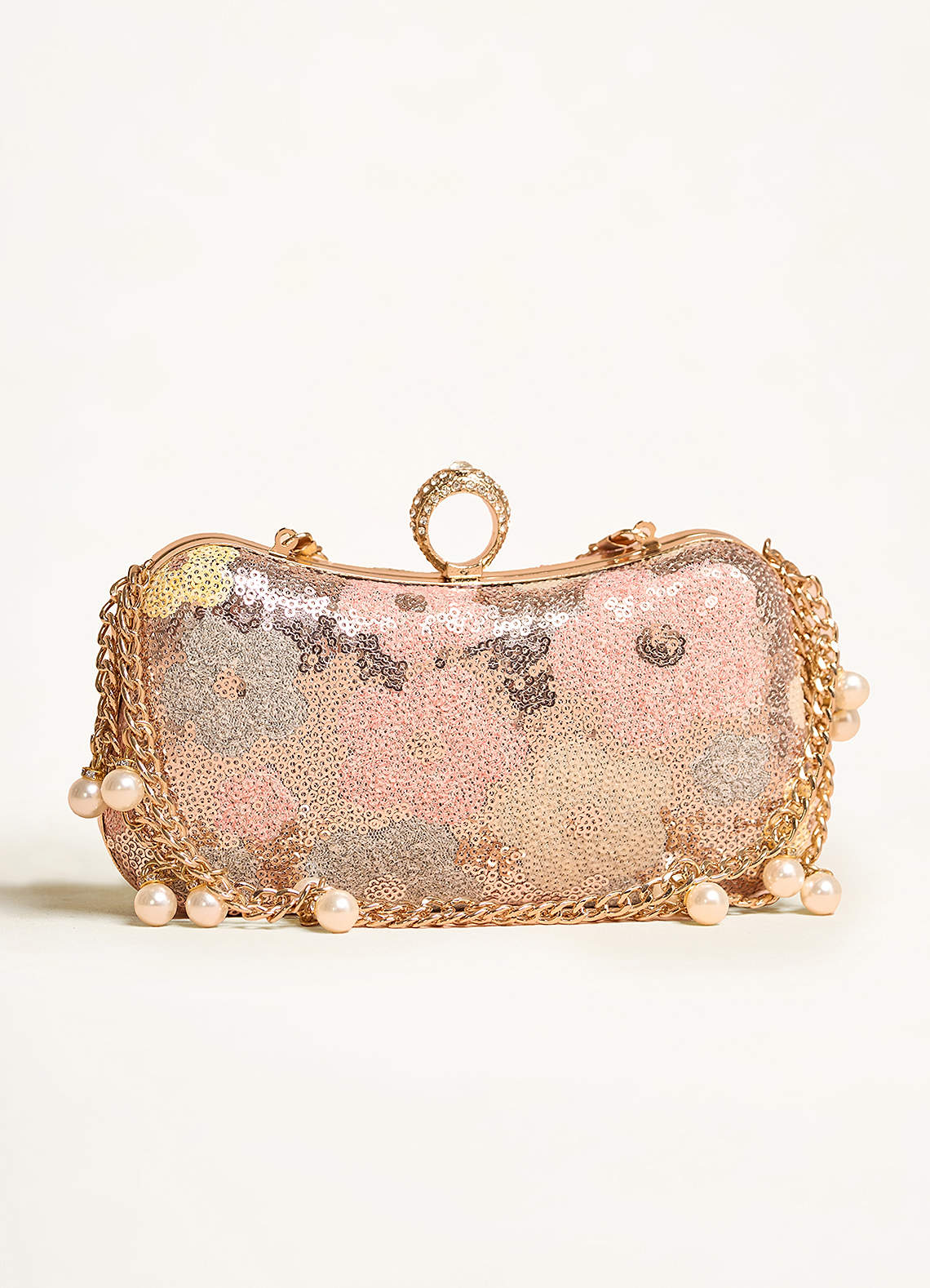 front Sequin Embellished Clutch