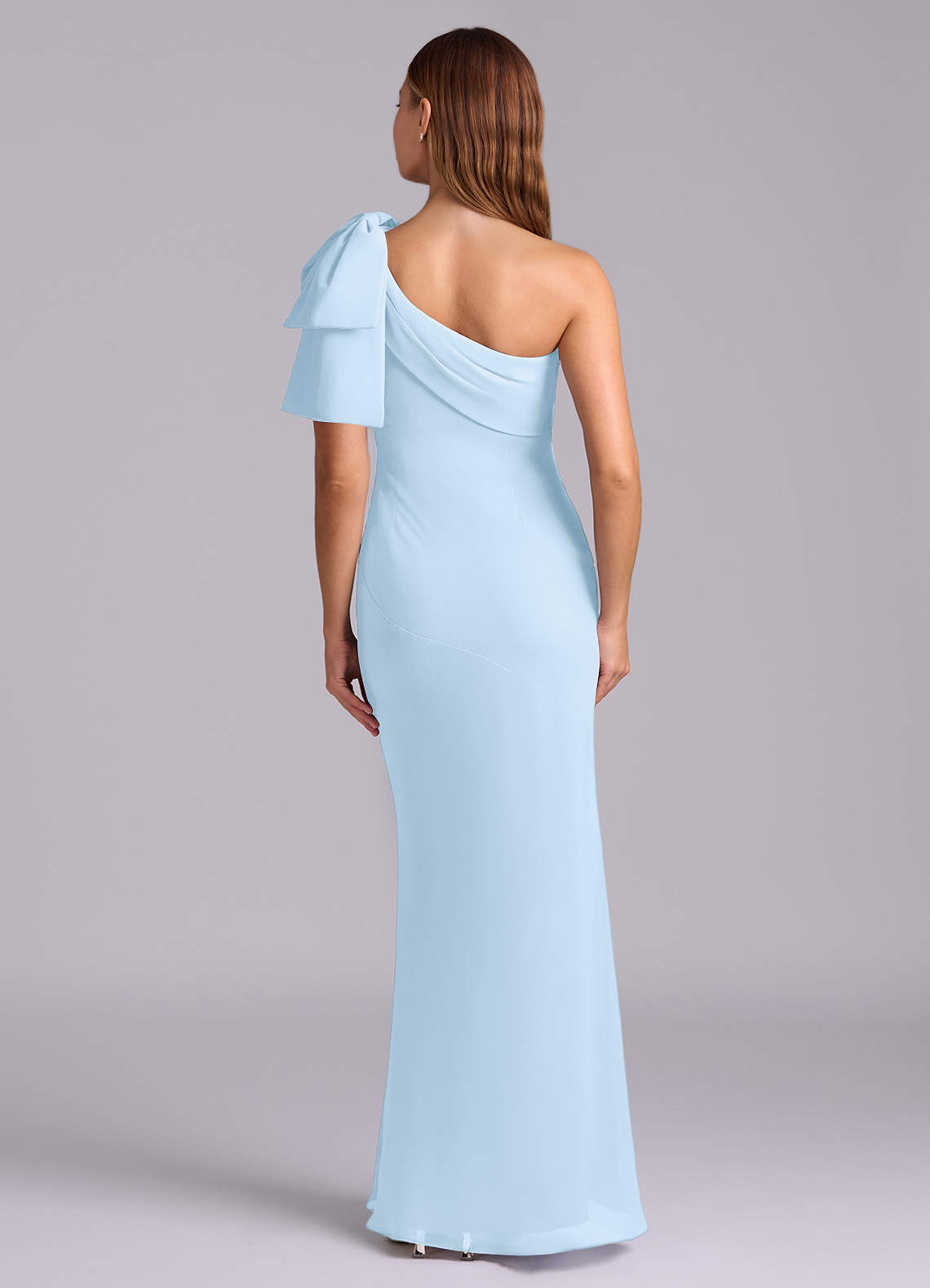 Azazie Yuanna Bridesmaid Dresses Sky Blue Mermaid One Shoulder Chiffon Dress image1