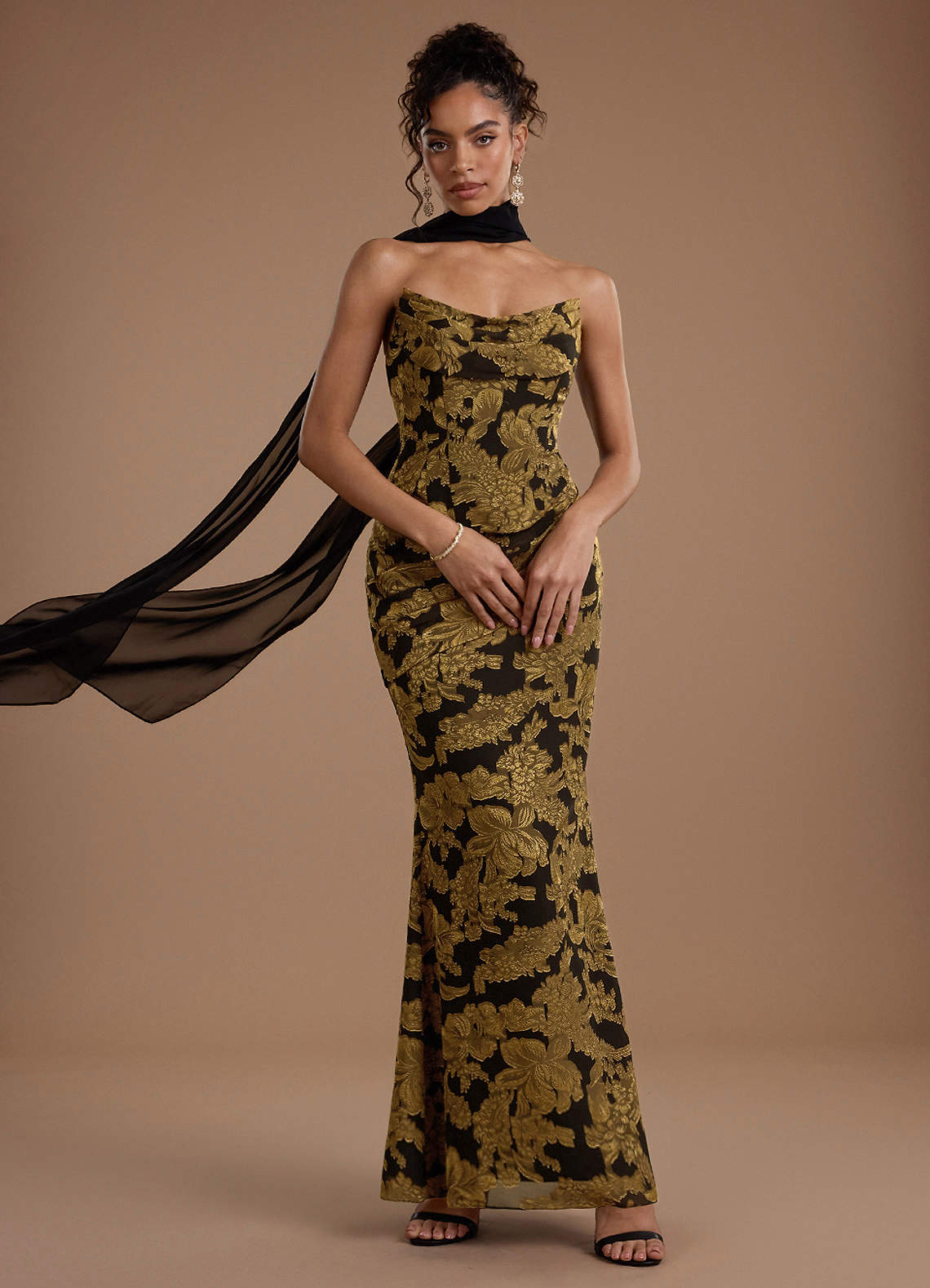 Azazie Plus Size Maxi Dresses Column Wedding Guest Formal Dresses Strapless Honey Noir Azazie Plus Size Maxi Dresses Column Wedding Guest Formal Dresses Strapless Honey Noir
