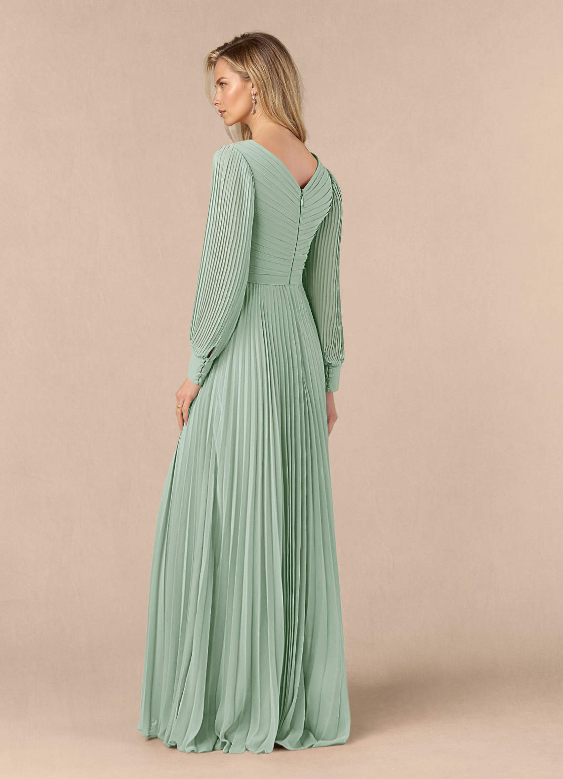 Azazie Zina Mother of the Bride Dresses Agave A-Line Pleated Chiffon Dress image2