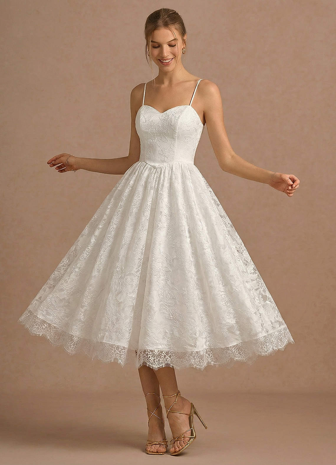 a line white graduation dress Azazie 2026 Lace Up Open Back A-Line Prom Dress White Gown