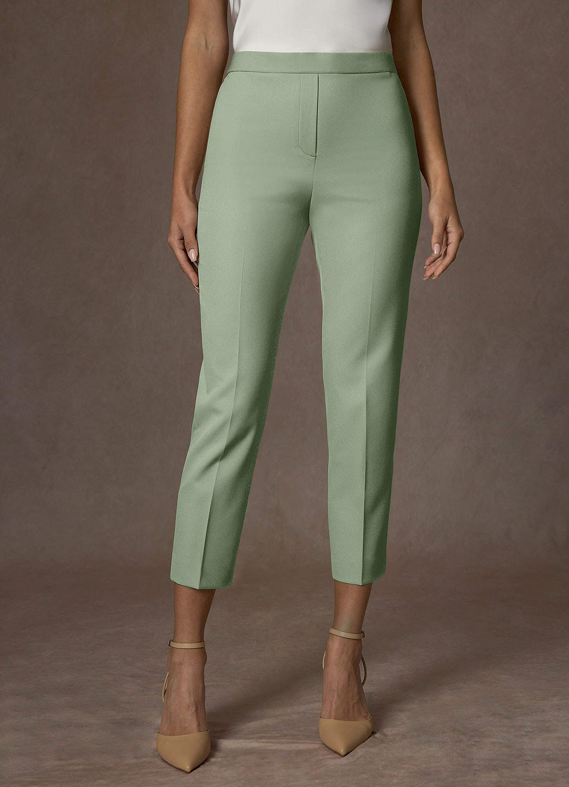 front Kennedy Dusty Sage Structured Stretch Pants Suit