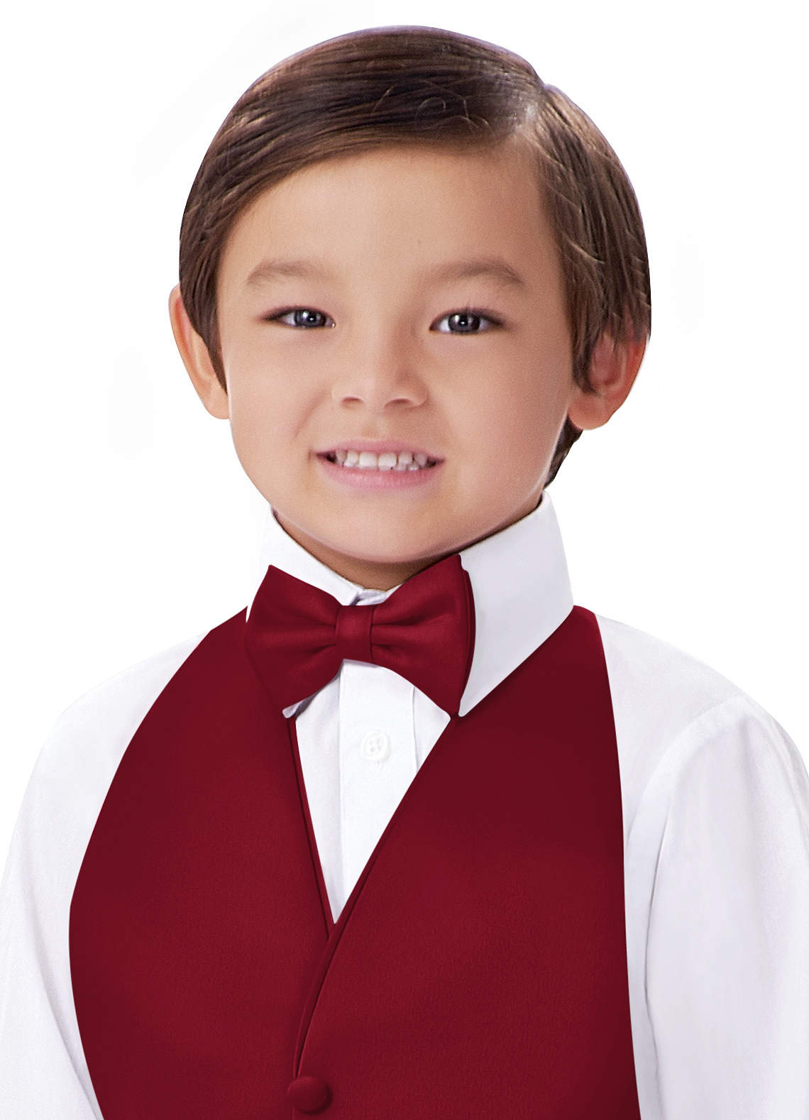 front Boy's Matte Satin Pre-Tied Bow Tie