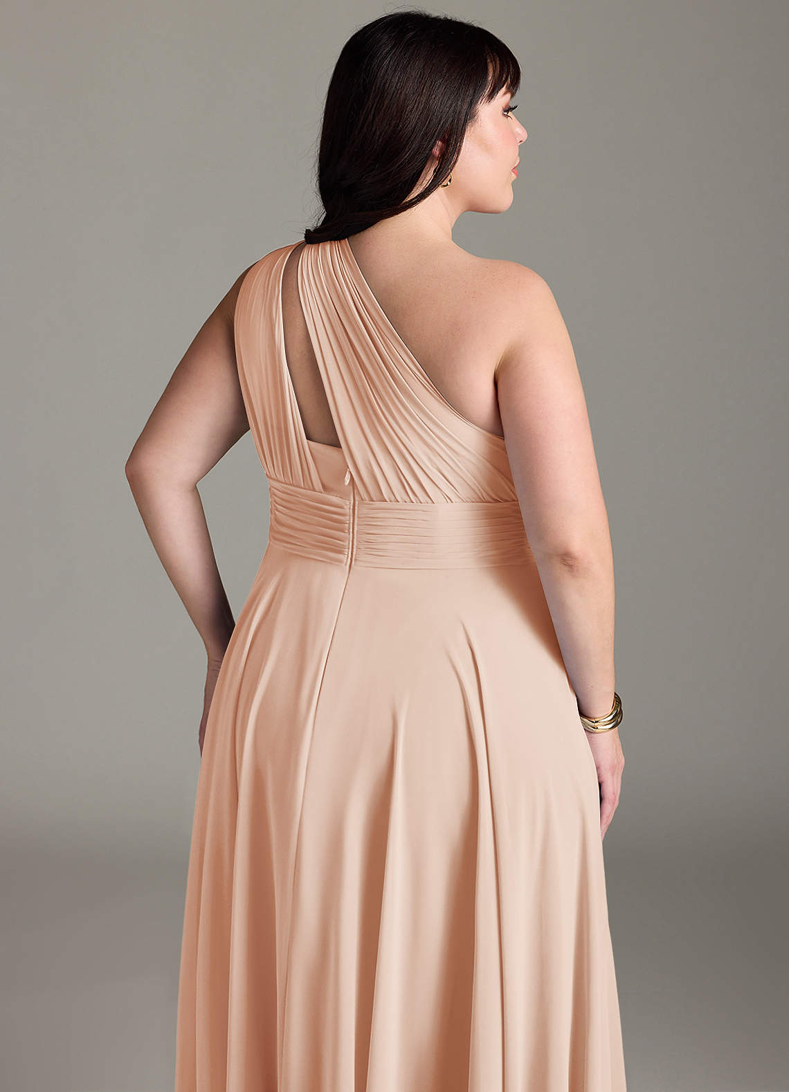 Azazie Charlize Bridesmaid Dresses English Rose A-Line One Shoulder Chiffon Dress image12