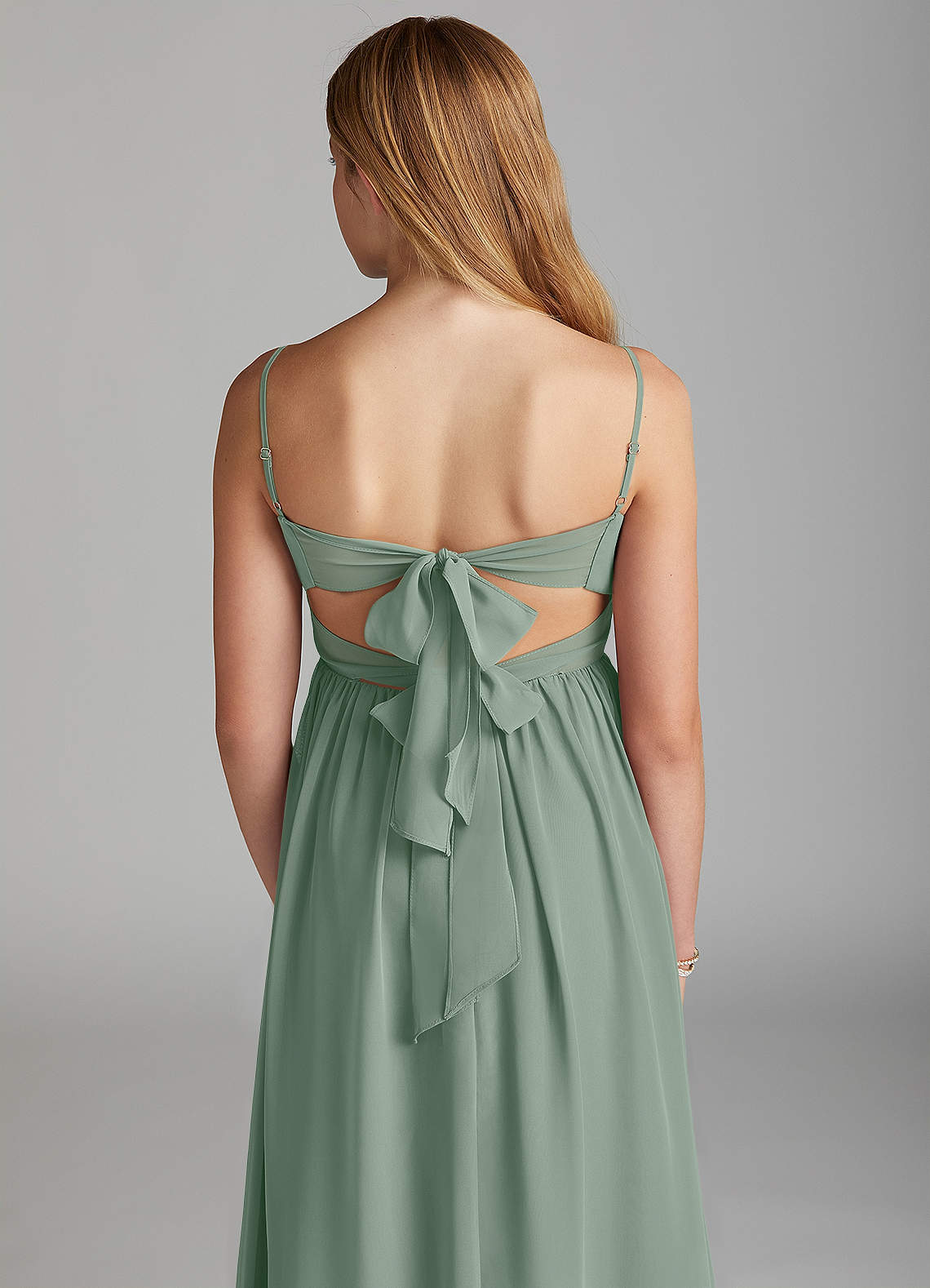 Azazie Zeya Junior Bridesmaid Dress in Silver Sage | Azazie CA