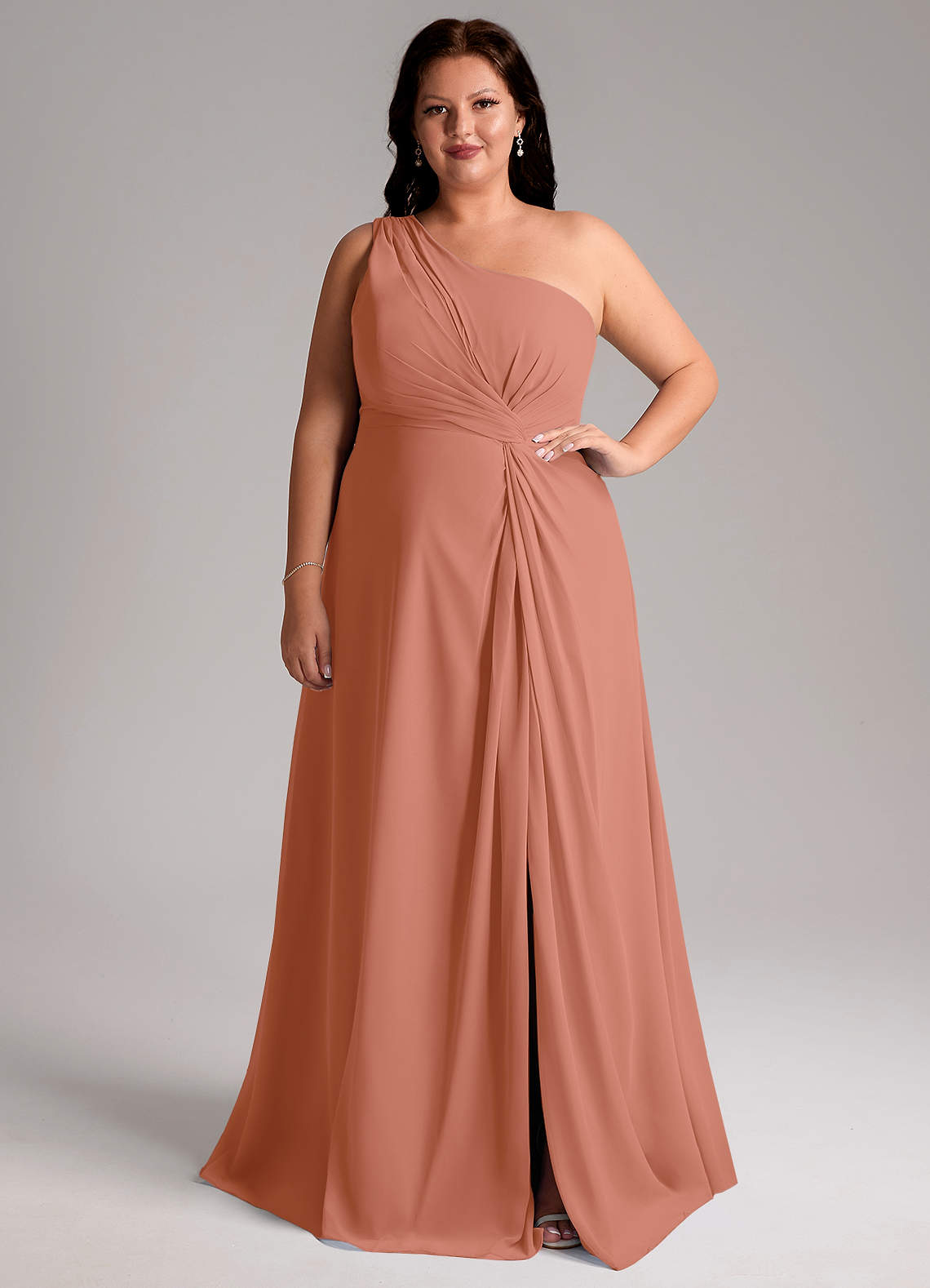 Azazie Brooke Bridesmaid Dresses MAI TAI A-Line One Shoulder Chiffon Dress image1