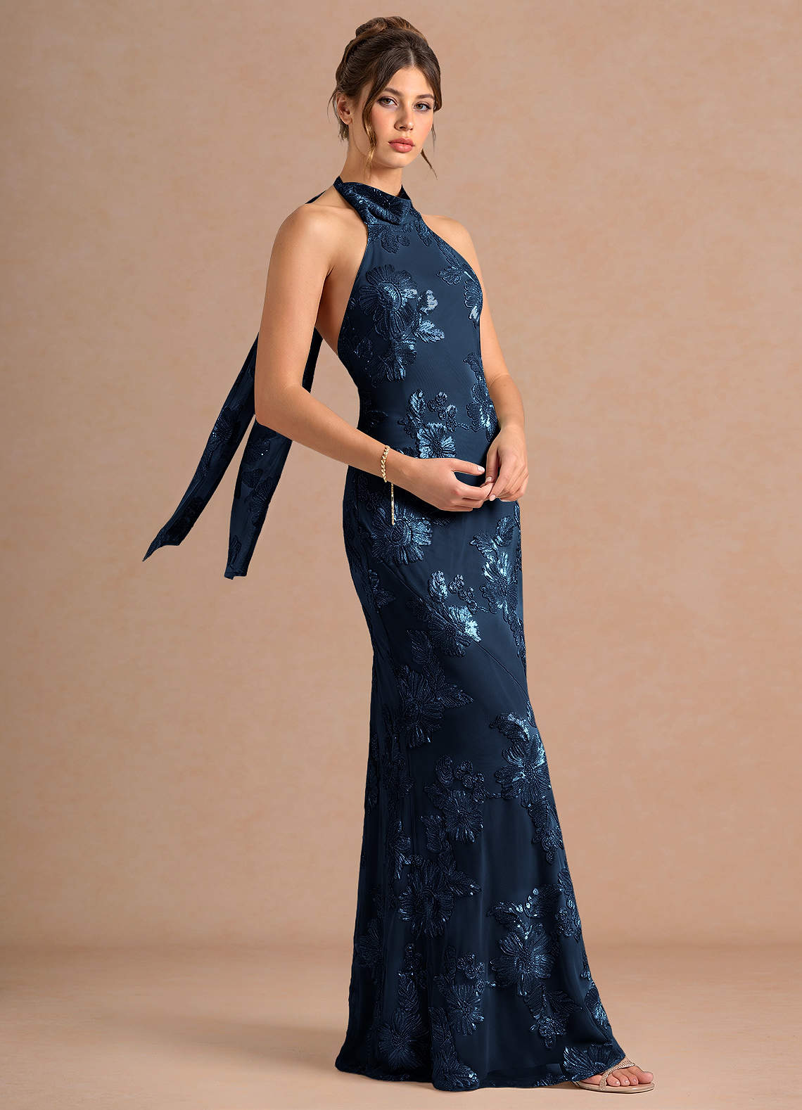 formal navy maxi dress Dillon ruffled sleeves that carry