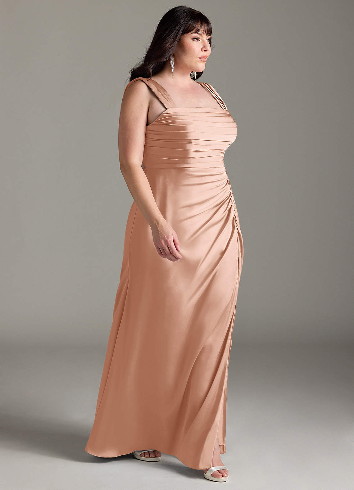 green emerald velvet dress Twist Back Satin Bridesmaid Dress - Burnt Peach