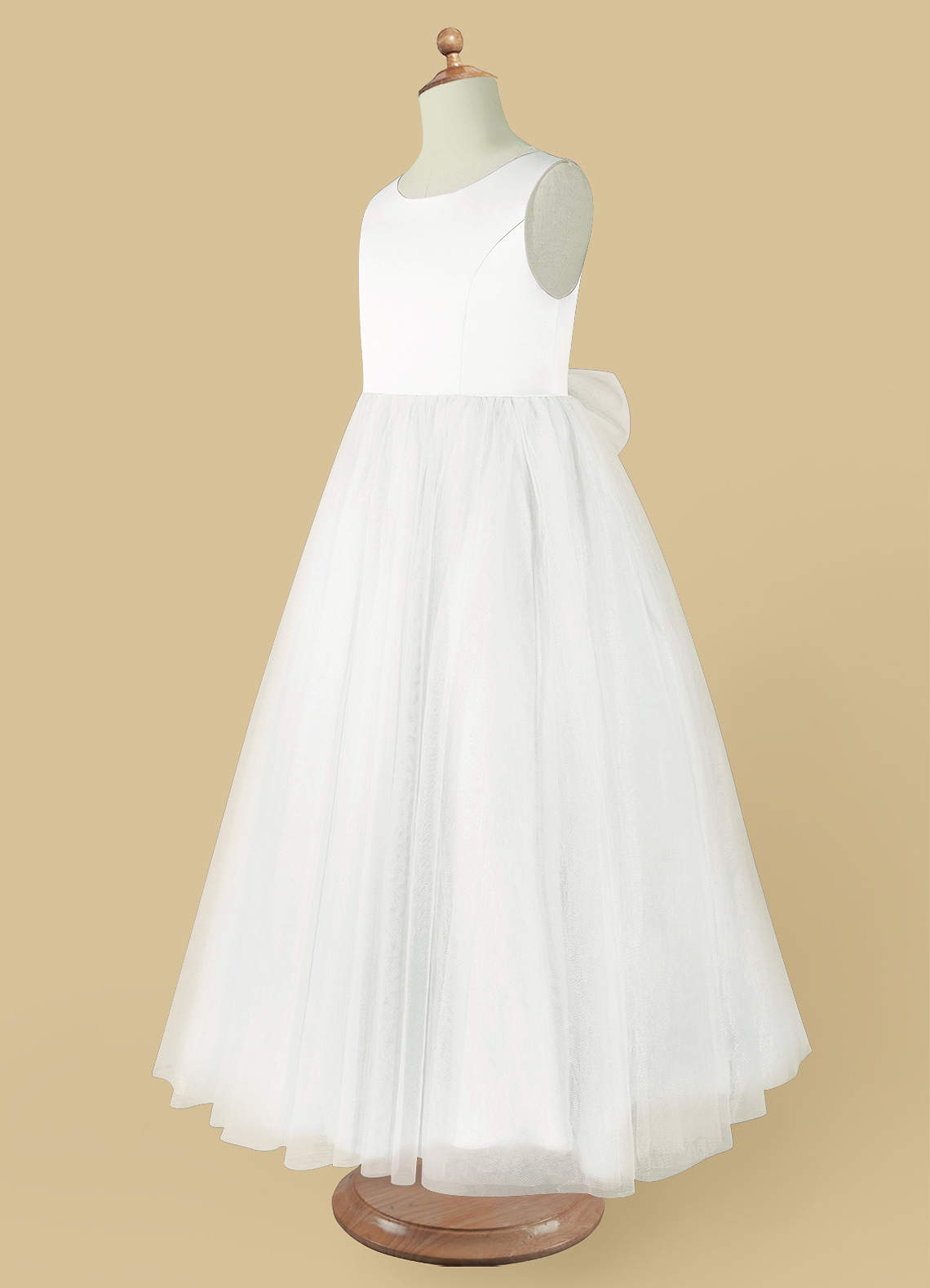 Ivory Azazie Muni A-Line Bow Tulle Ankle-Length Dress | Azazie