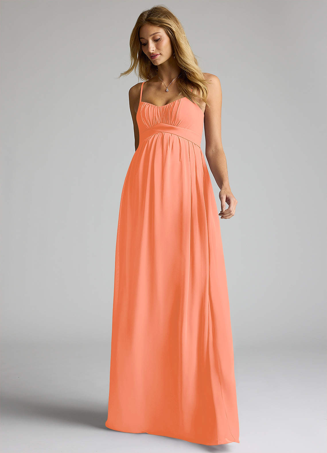 Azazie Llana Maternity Bridesmaid Dresses A-Line Chiffon Floor-Length Dress image2