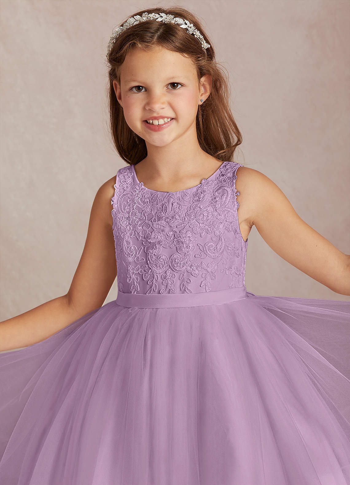 Azazie Calla Flower Girl Dresses Wisteria Ball-Gown Lace Tulle Dress image1