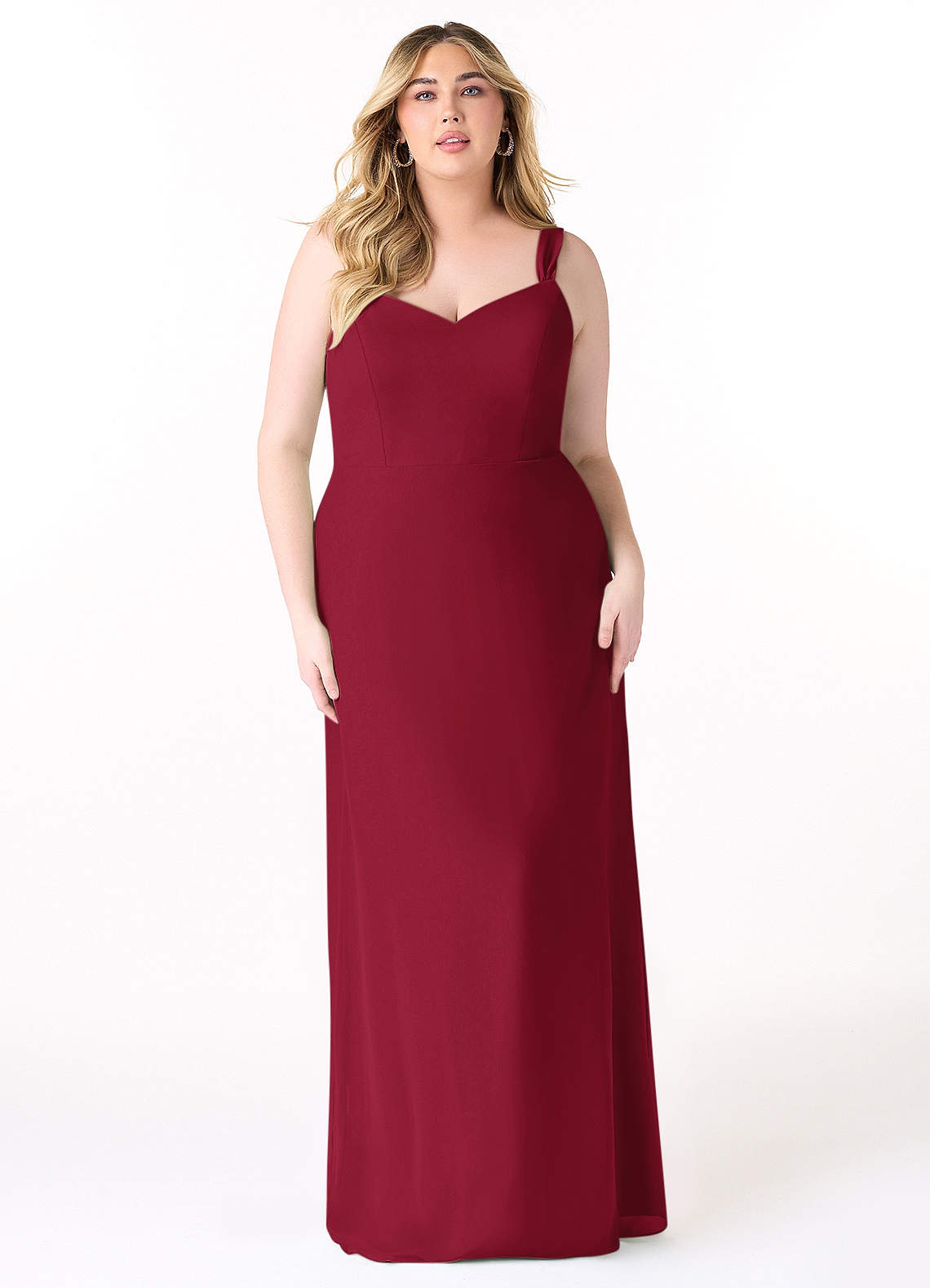 Azazie Denice Jurken voor bruidsmeisjes Jurk van Chiffon met Kolom Geplooid Bourgondië image8