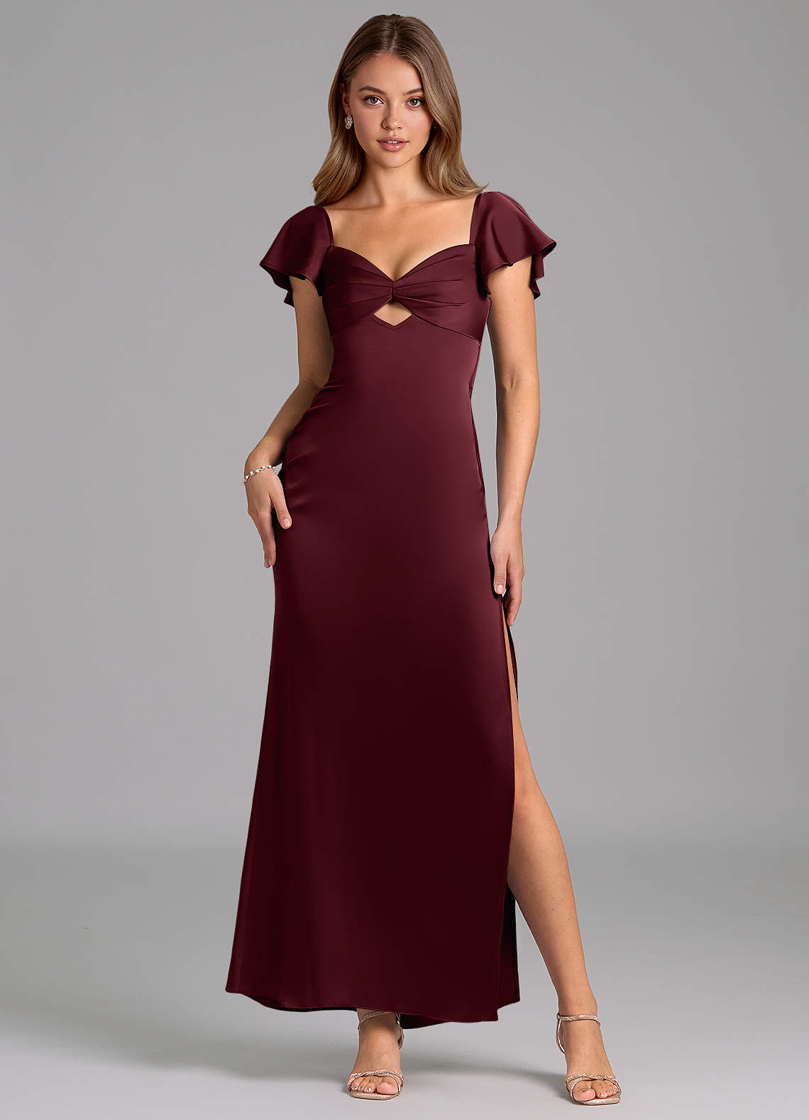 tie strap bridesmaid dress Elegant Tie Shoulder Satin Bridesmaid Dress
