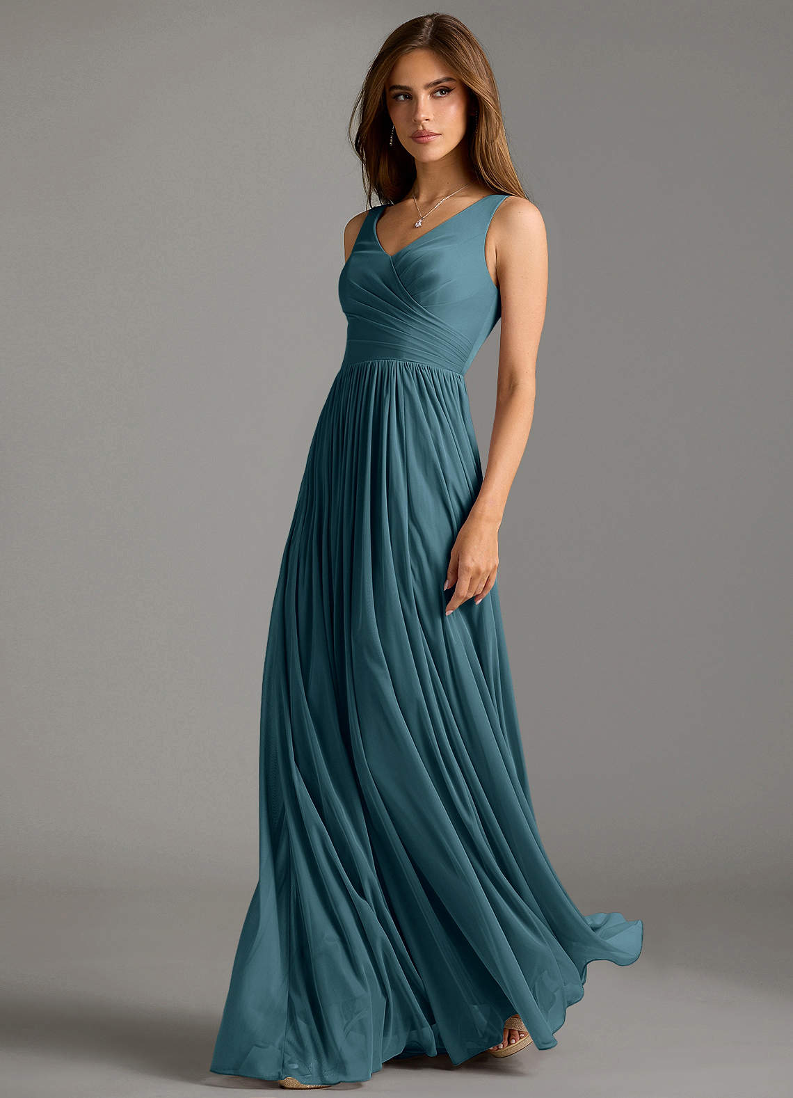 Azazie Keyla Bridesmaid Dresses Bermuda A-Line Pleated Mesh Dress image1