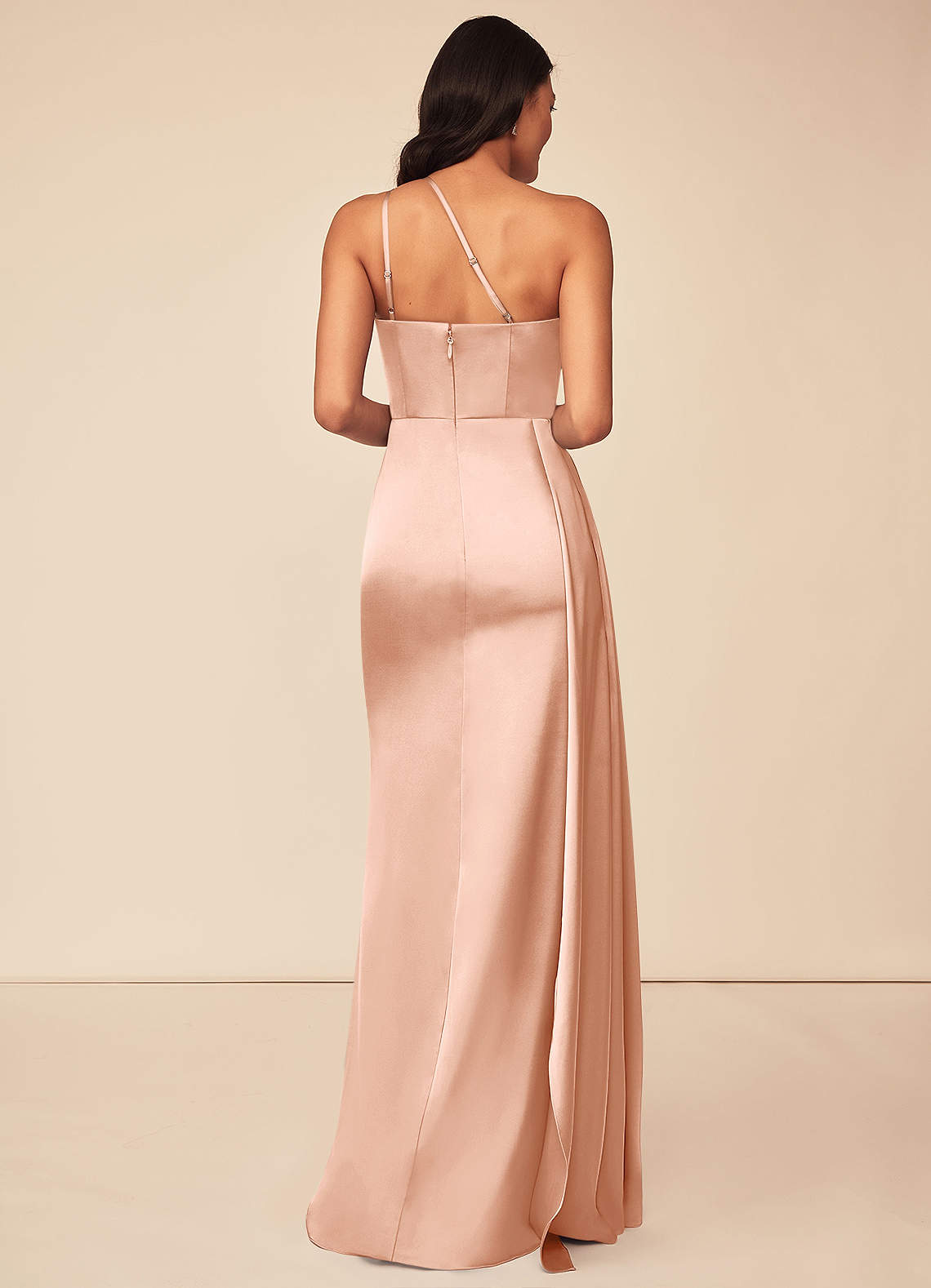 Azazie Maron Rose Gold Stretch Satin Bridesmaid Dresses | Azazie DE