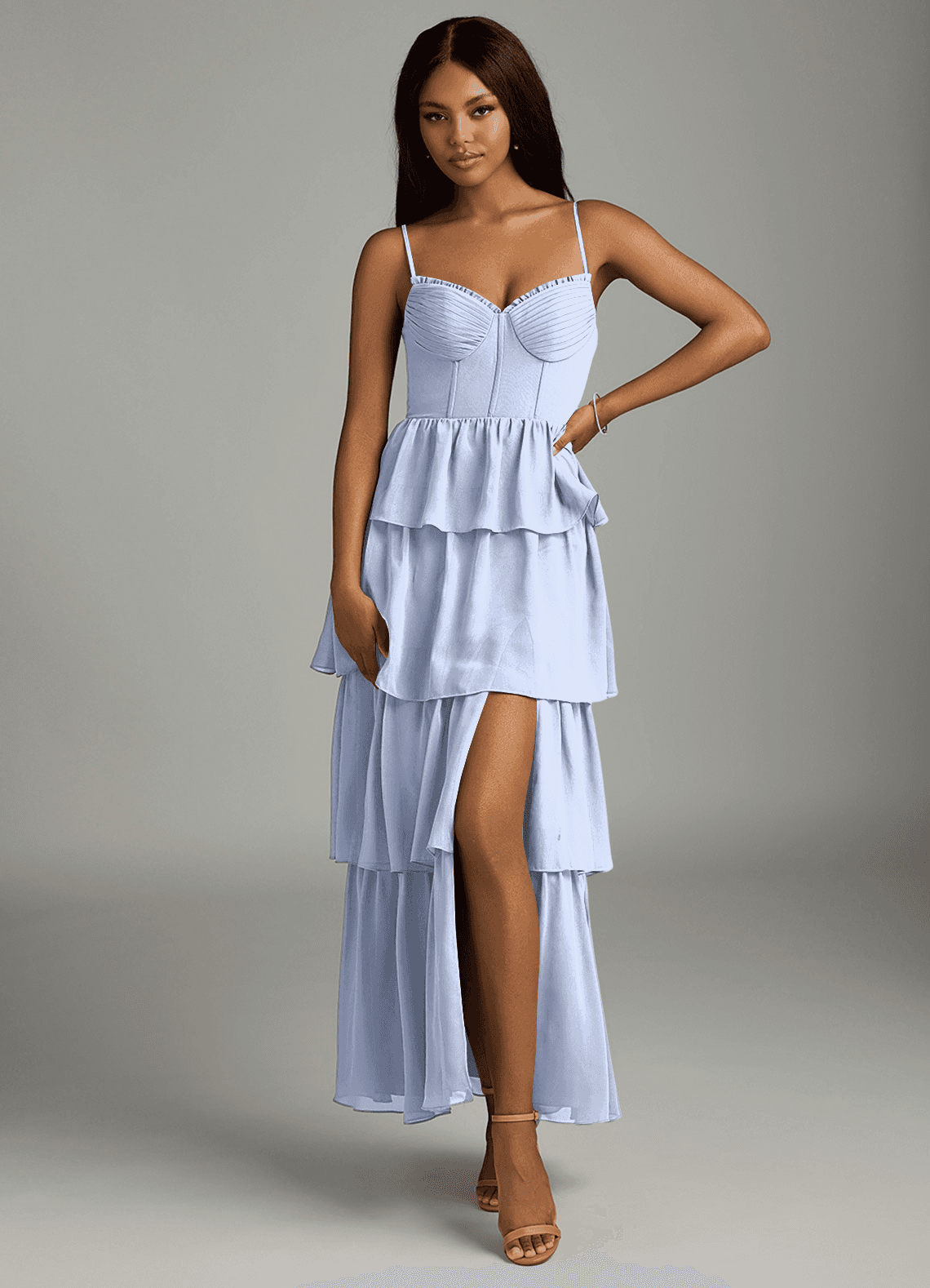 Azazie Kaiden Bridesmaid Dresses Ice A-Line Sweetheart Neckline Chiffon Dress image1