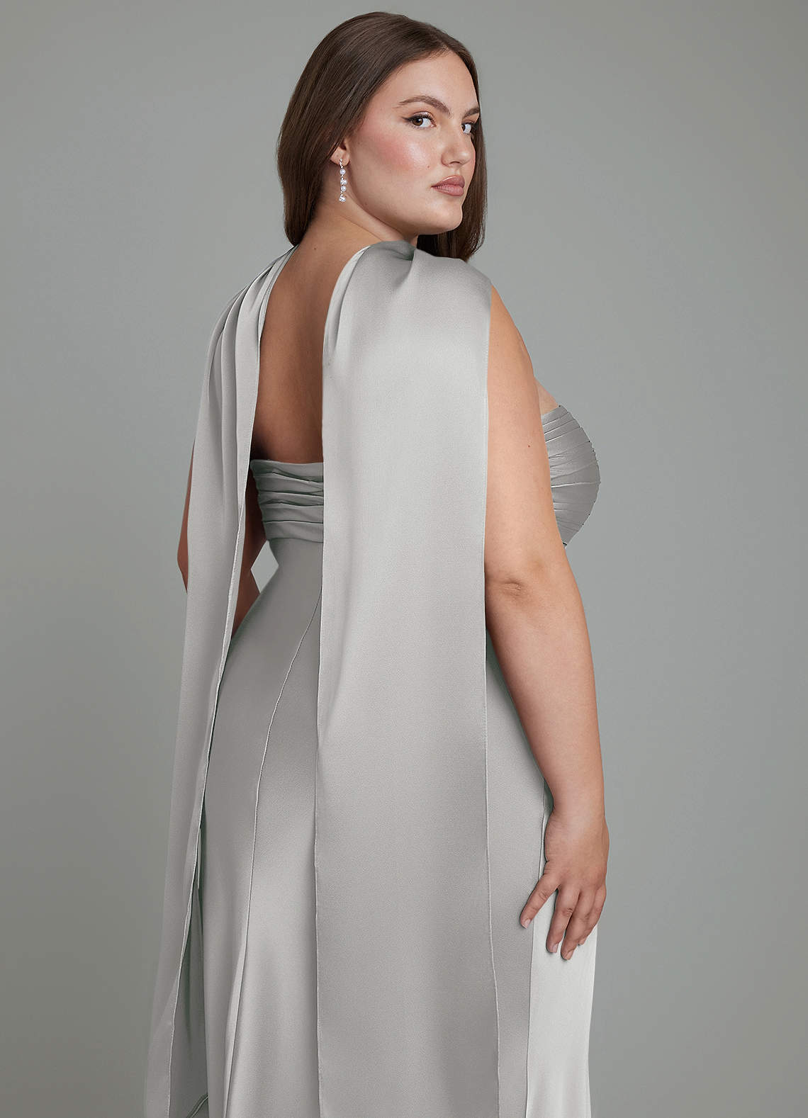 Azazie Saylor Bridesmaid Dresses Silver Mermaid Strapless Stretch Satin Dress image18