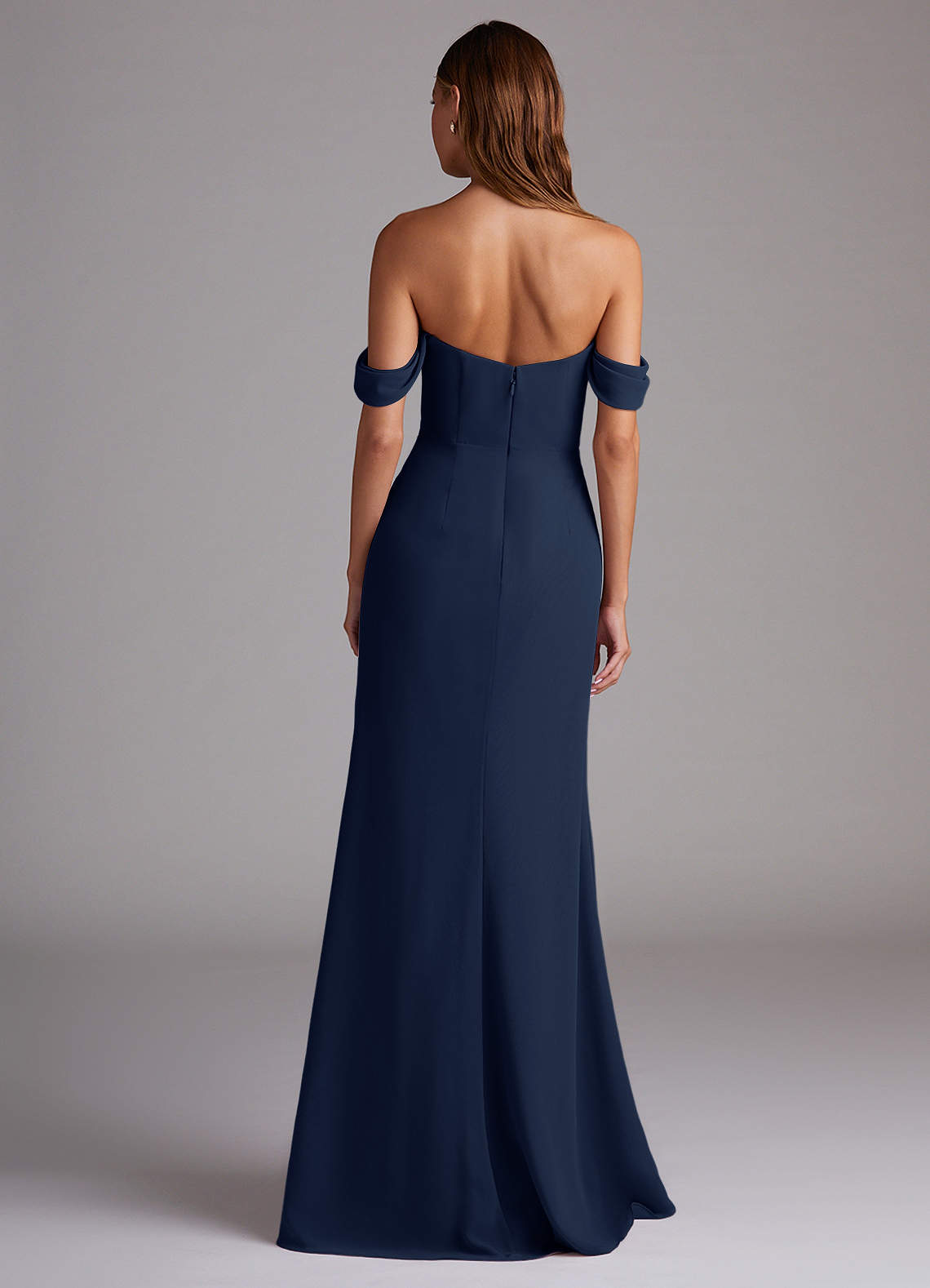 Azazie Saige Bridesmaid Dresses Dark Navy A-Line Off the Shoulder Chiffon Convertible Dress image6