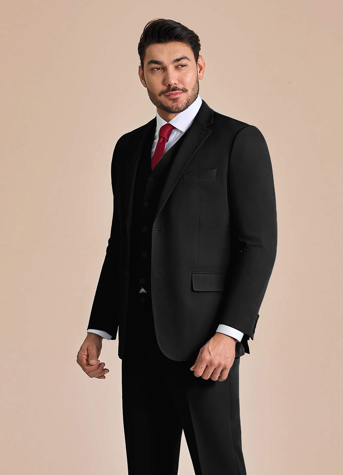 front James Black Structured Stretch Suit Jacket
