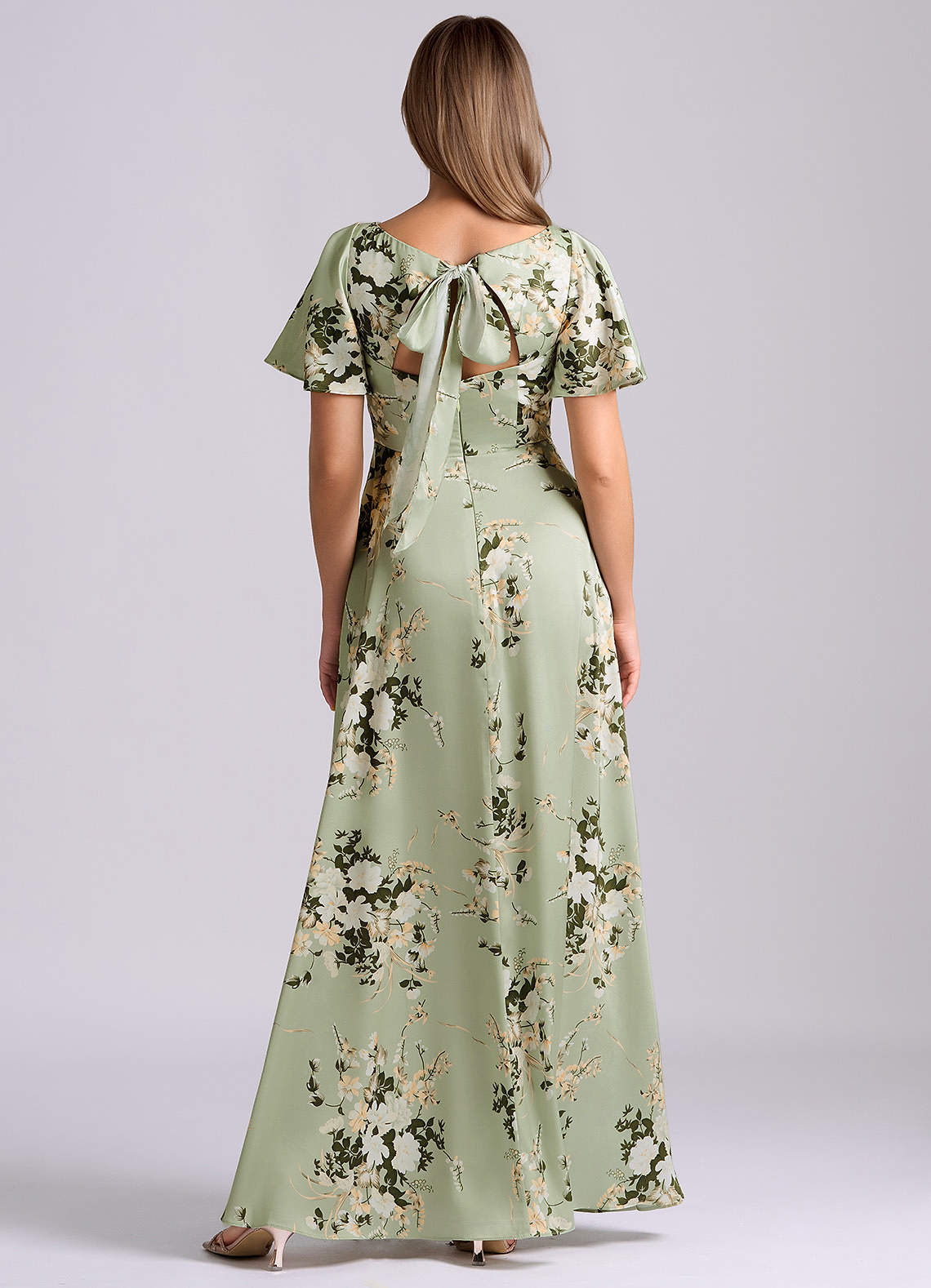 Azazie Kimber Brudtärnklänningar Klä av A-Linje i Stretch Satin Rynkad Blommiga Rankor image4