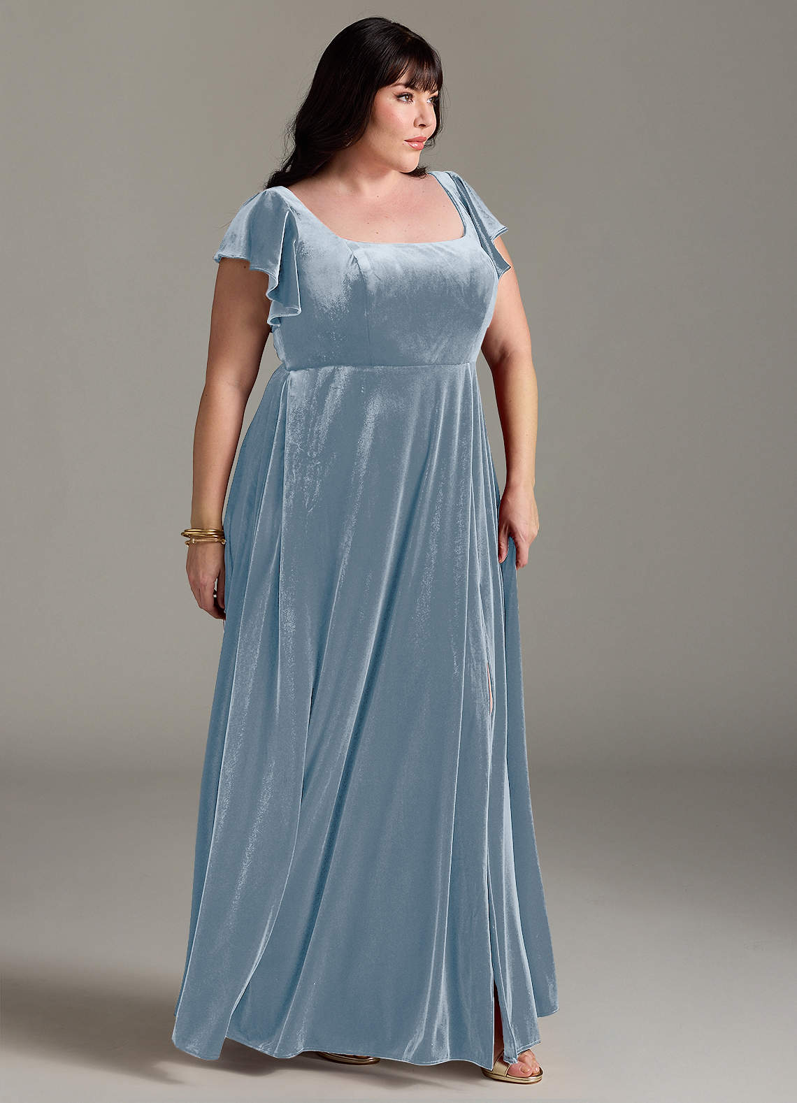 blue grey velvet dress Light Blue Velvet Dress SHILAT ELIAV